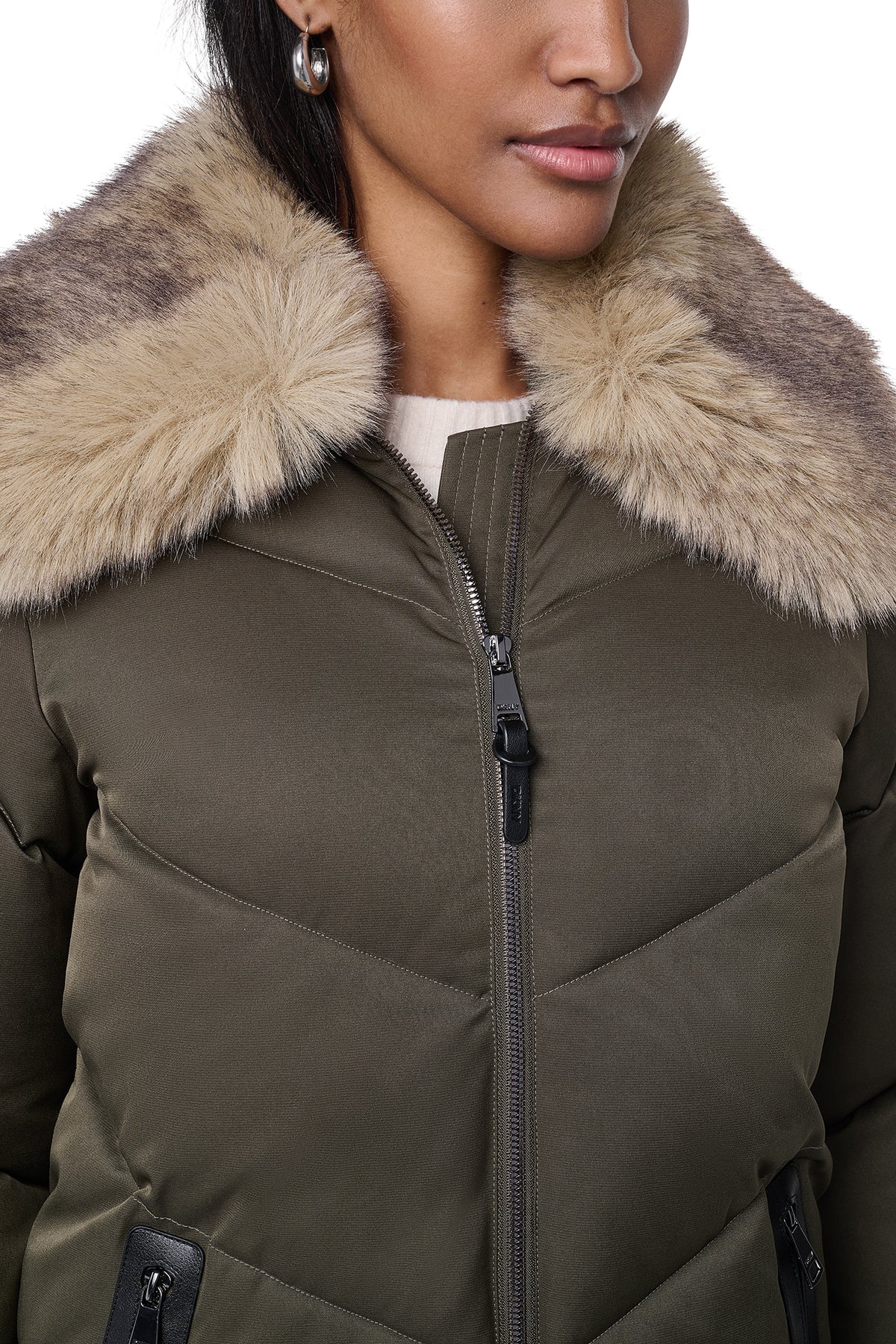 PUFFER WITH FAUX FUR COLLAR VIEW 2