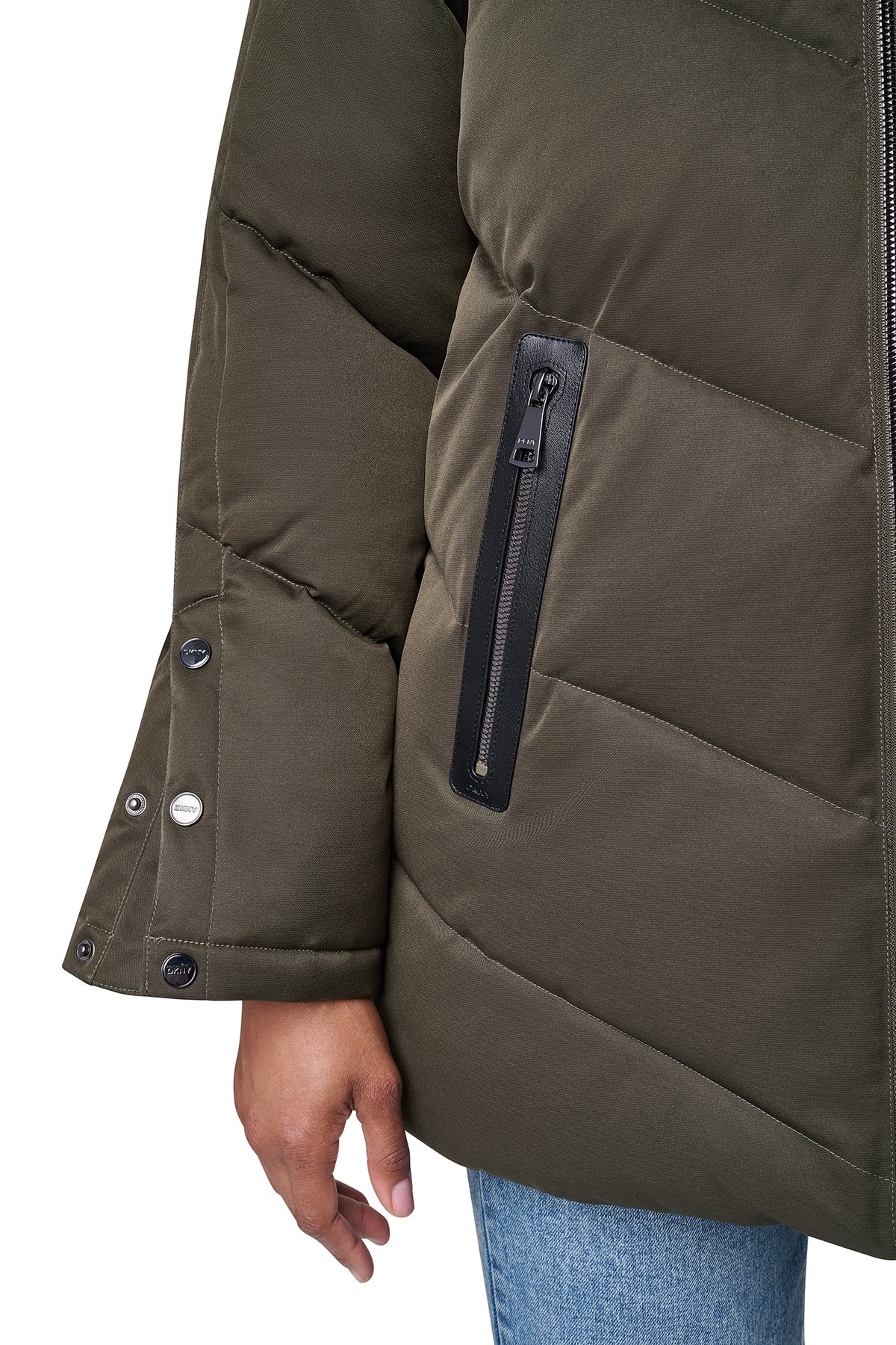 PUFFER WITH FAUX FUR COLLAR VIEW 2