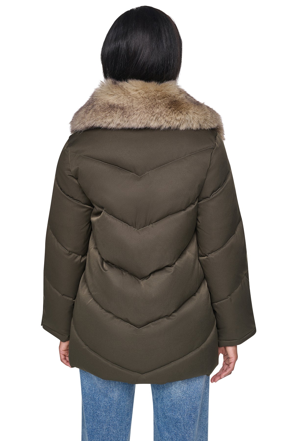 PUFFER WITH FAUX FUR COLLAR VIEW 2