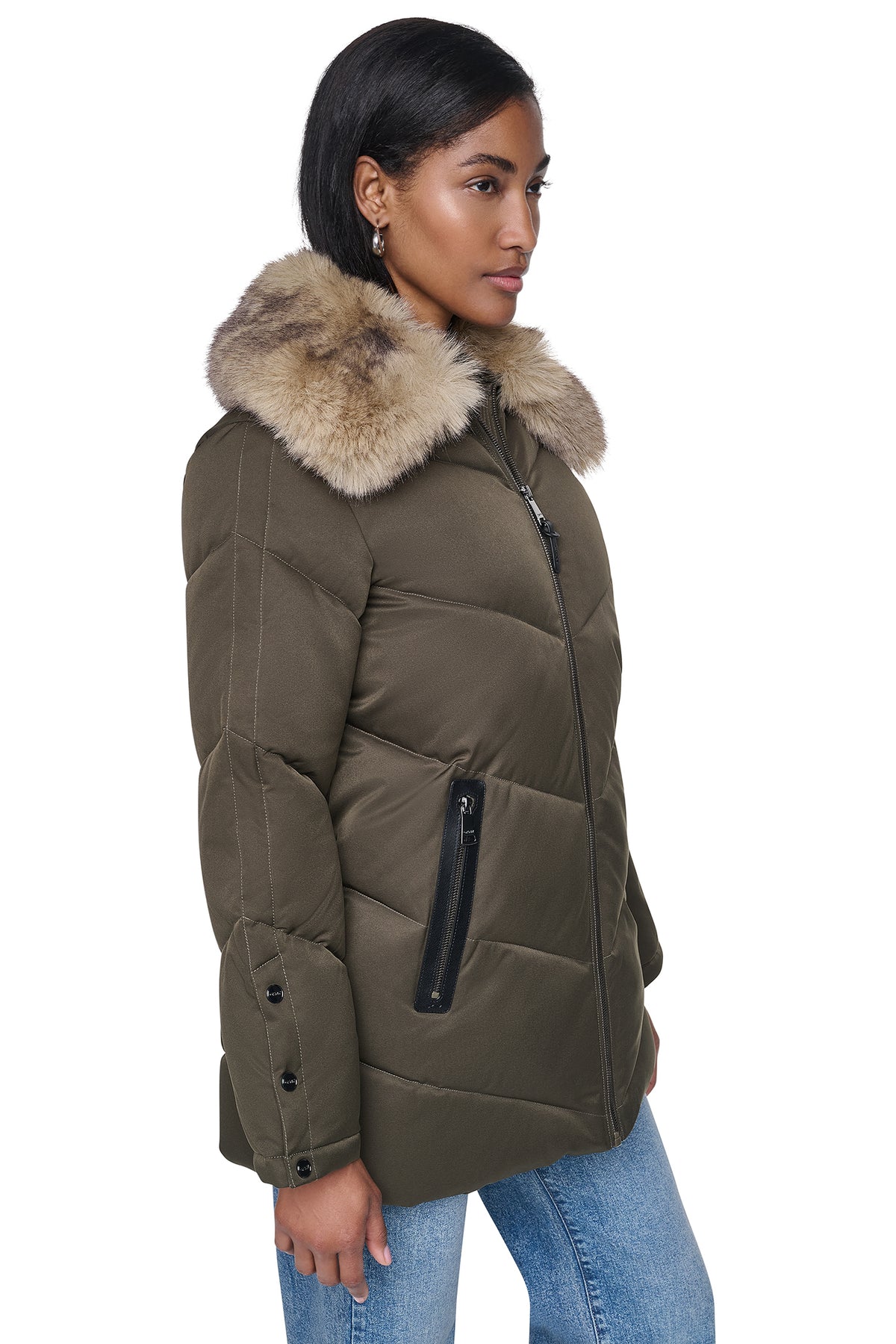 PUFFER WITH FAUX FUR COLLAR VIEW 2