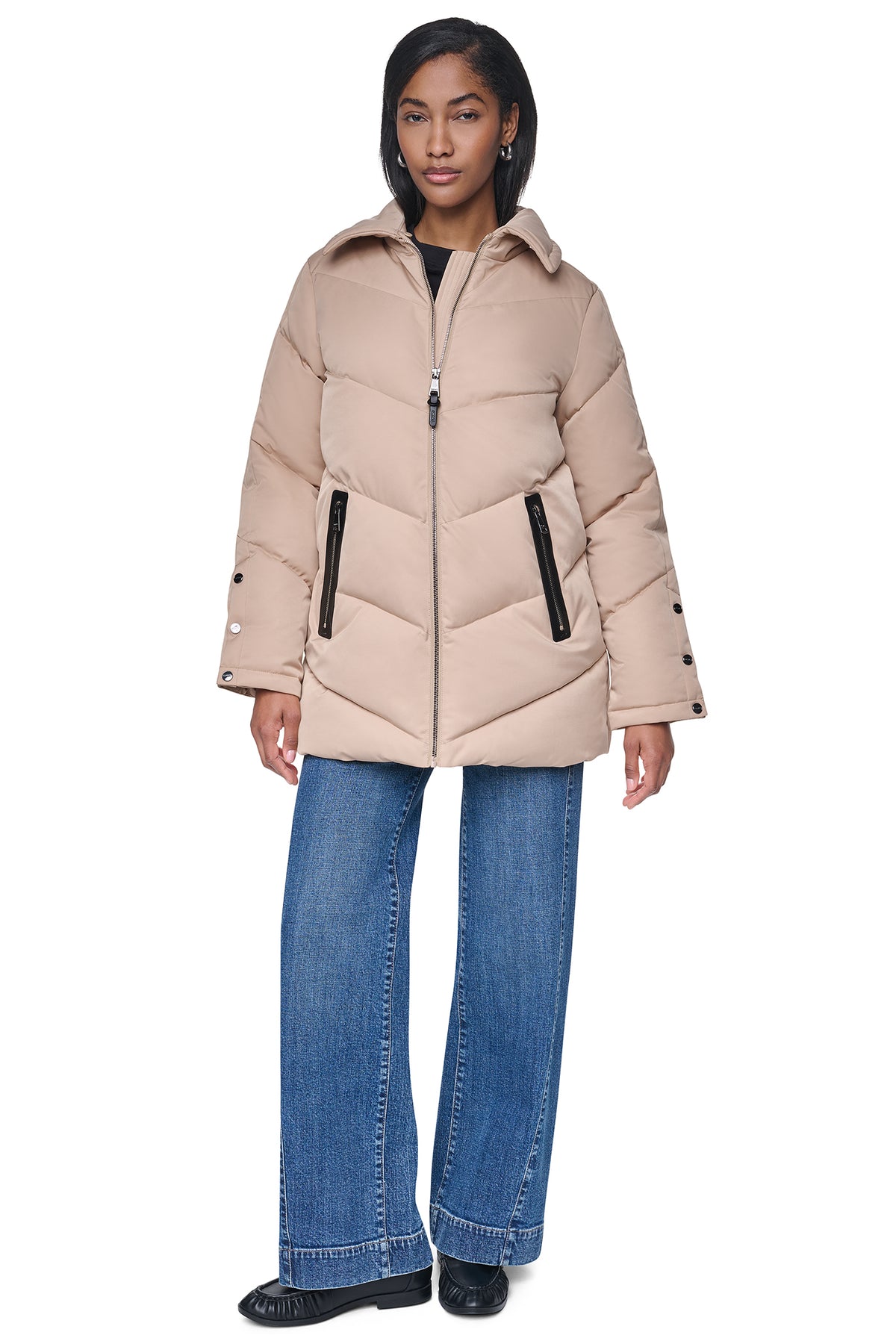 PUFFER WITH FAUX FUR COLLAR VIEW 2