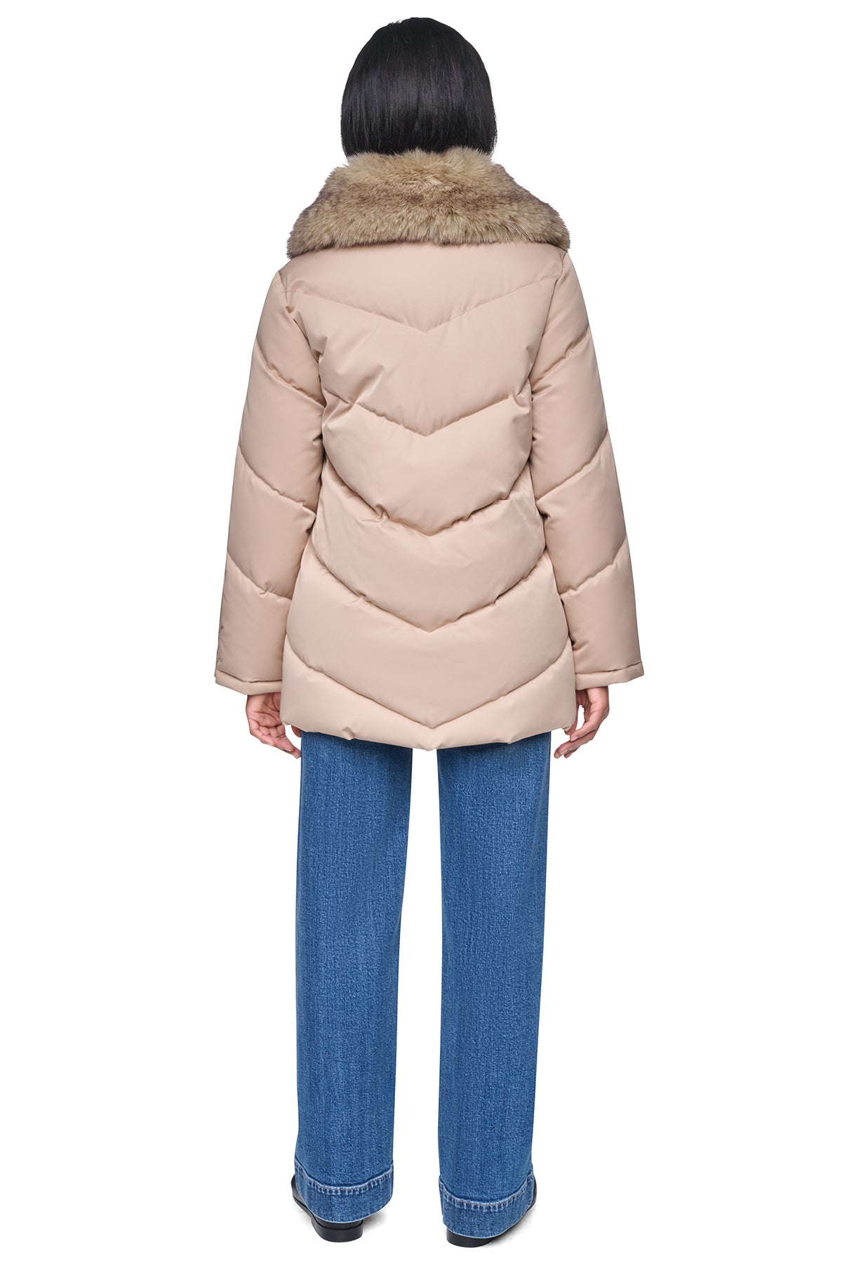 PUFFER WITH FAUX FUR COLLAR VIEW 2