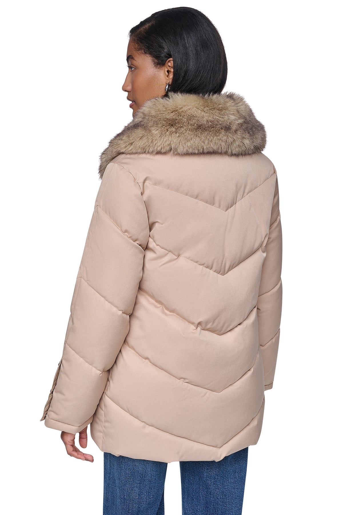 PUFFER WITH FAUX FUR COLLAR VIEW 2