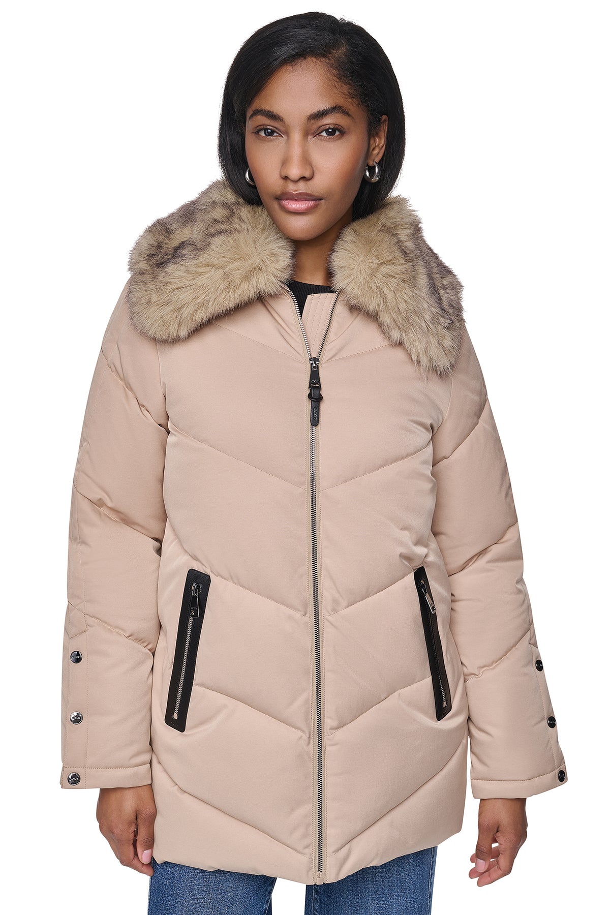 PUFFER WITH FAUX FUR COLLAR VIEW 1