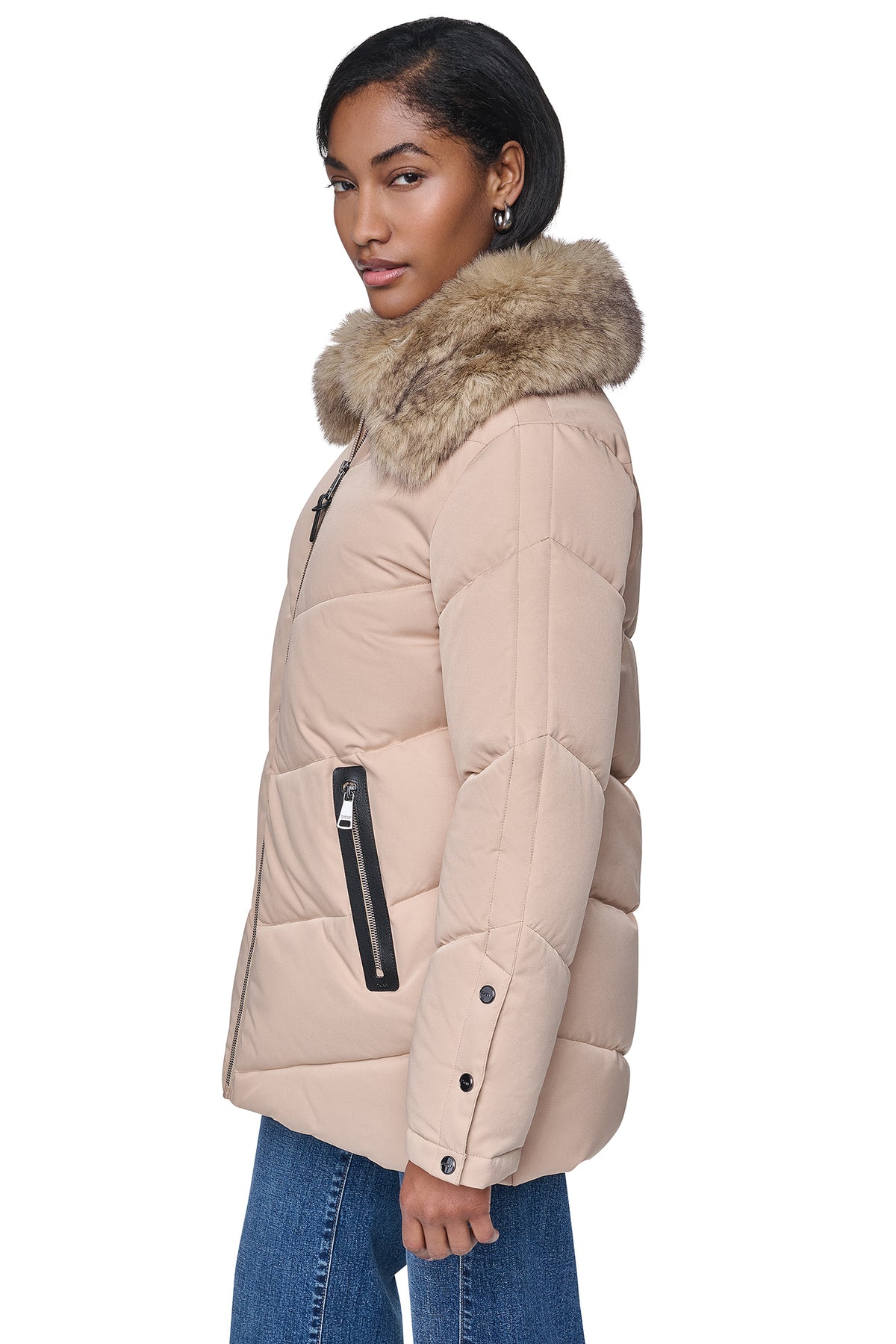 PUFFER WITH FAUX FUR COLLAR VIEW 2