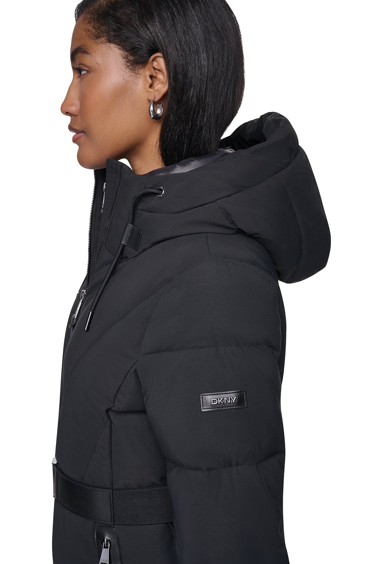 LONG BELTED PUFFER WITH BIB VIEW 2
