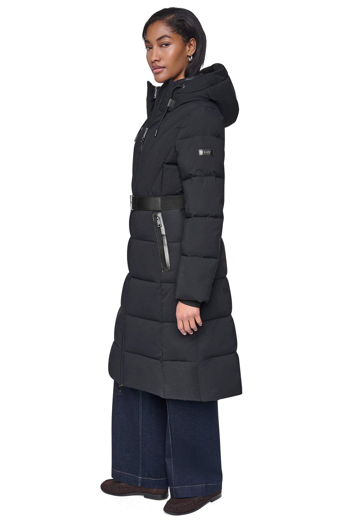 LONG BELTED PUFFER WITH BIB VIEW 2
