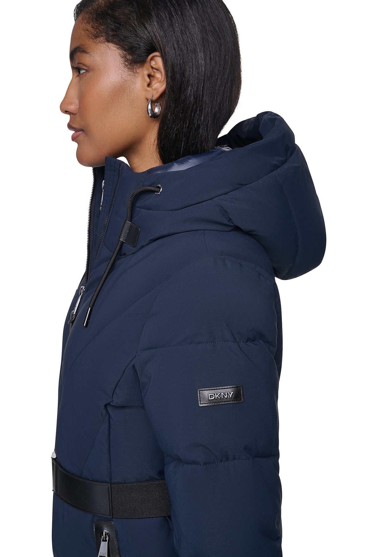 LONG BELTED PUFFER WITH BIB VIEW 2