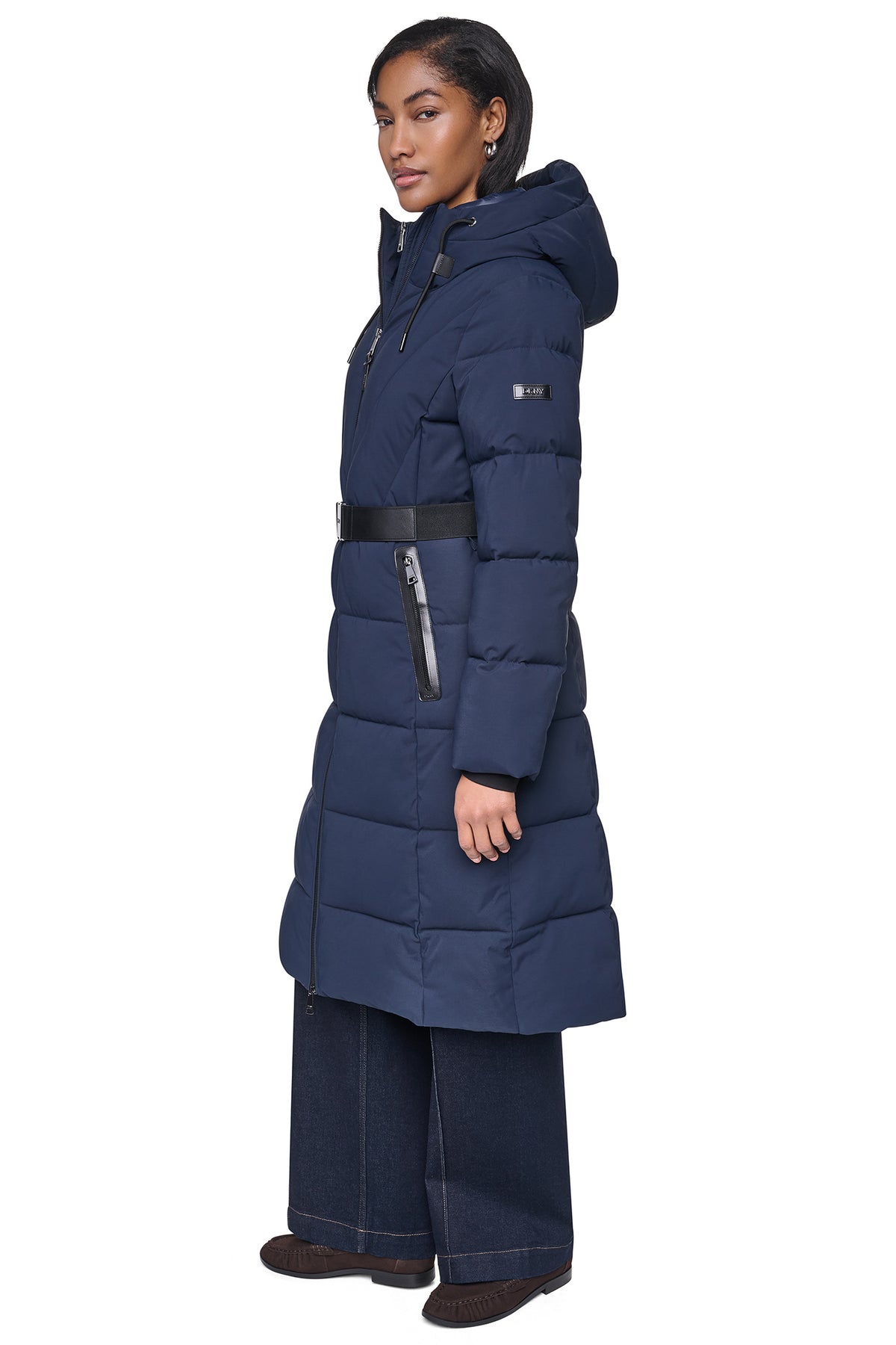 LONG BELTED PUFFER WITH BIB VIEW 2