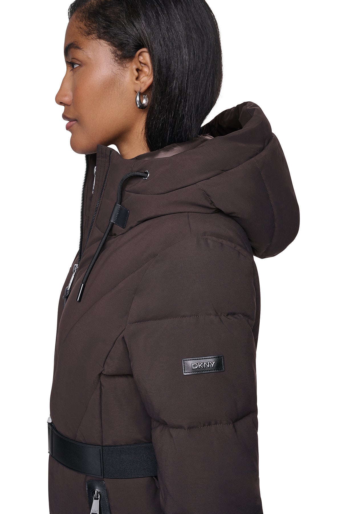 LONG BELTED PUFFER WITH BIB VIEW 2