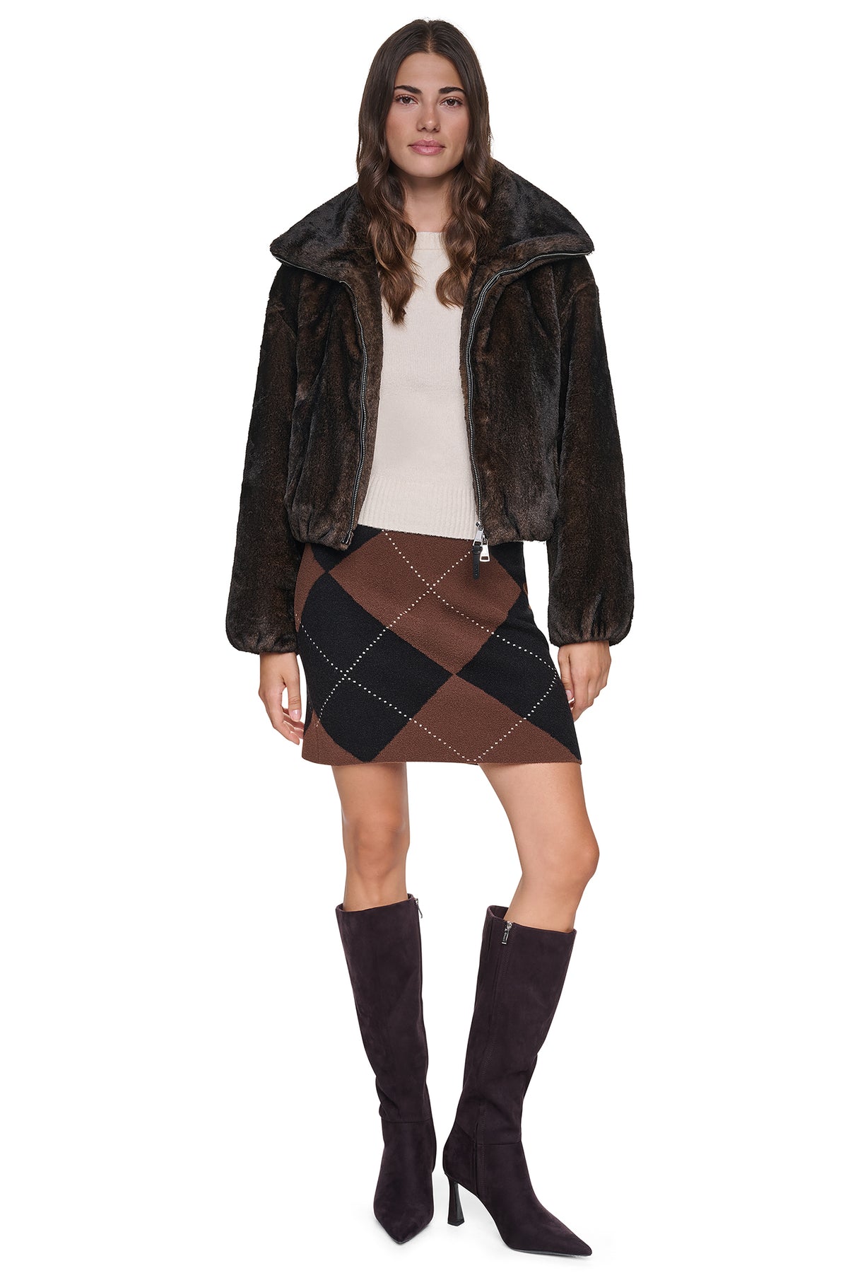 FAUX FUR BUBBLE HEM JACKET VIEW 2