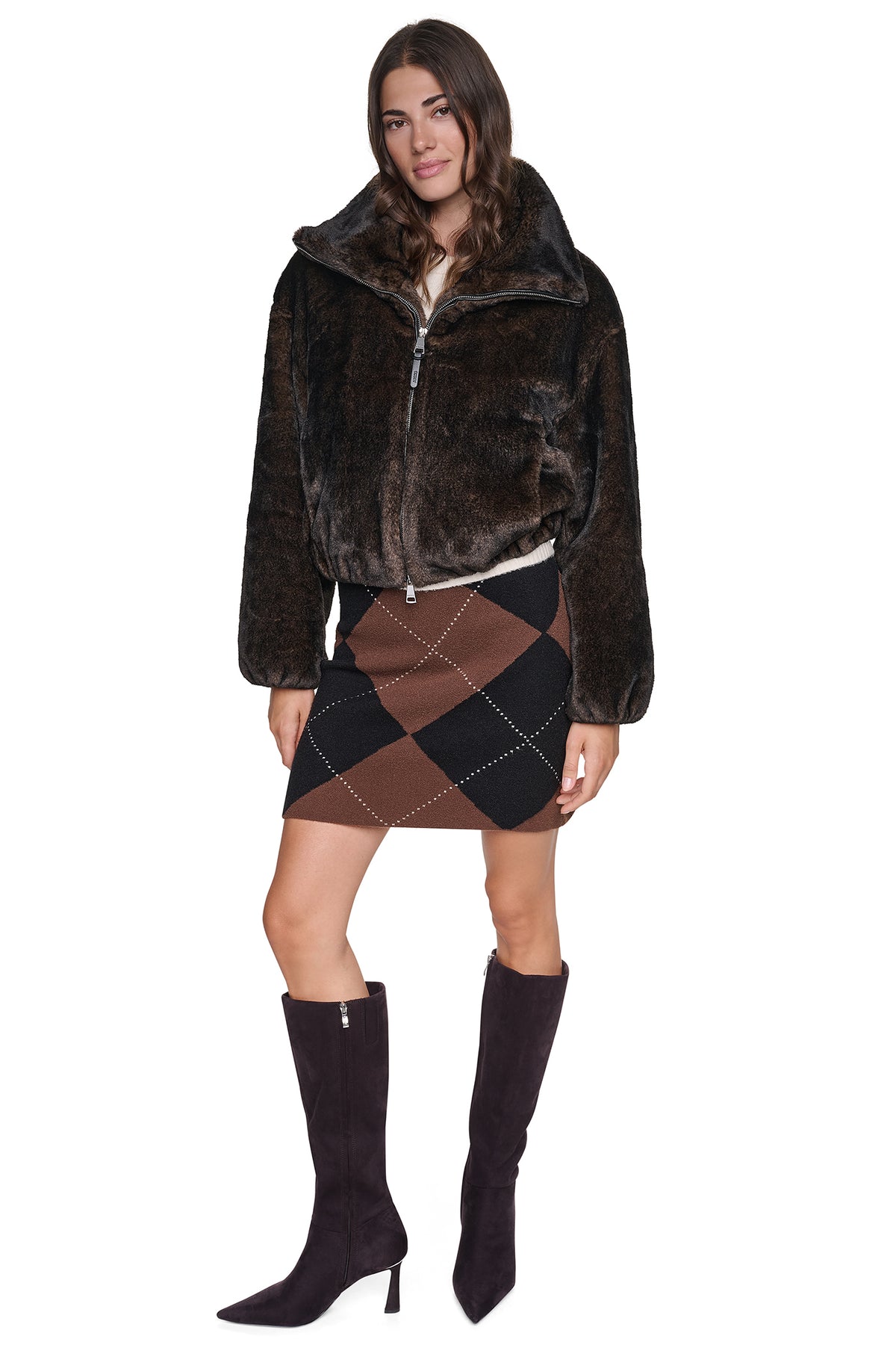 FAUX FUR BUBBLE HEM JACKET VIEW 2