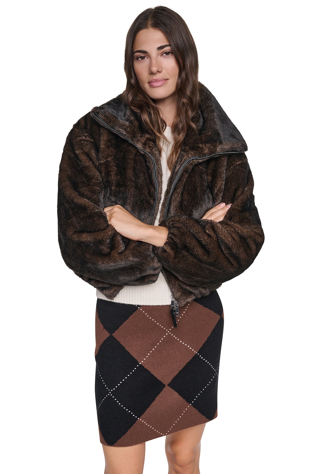 FAUX FUR BUBBLE HEM JACKET VIEW 2