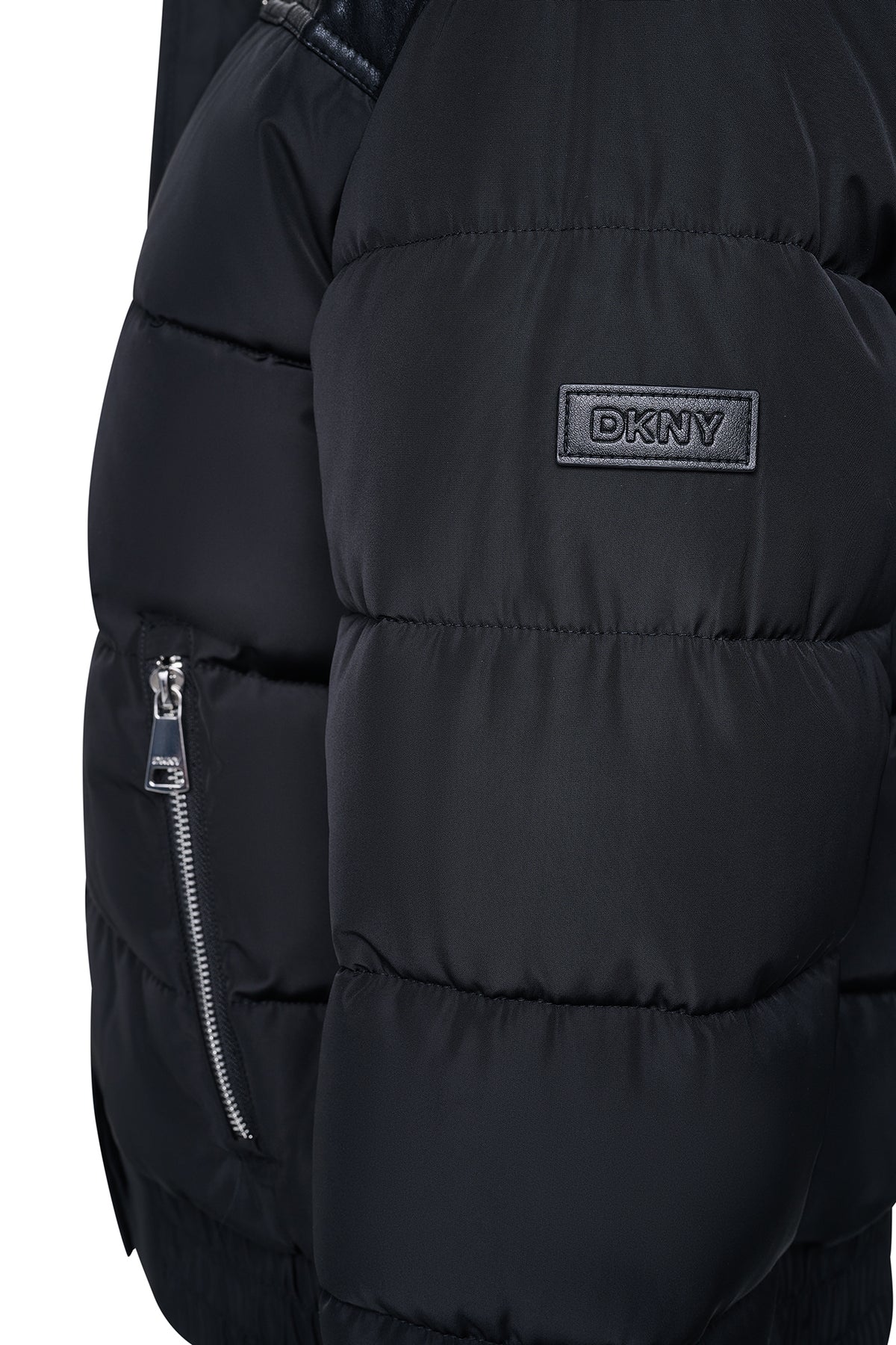 FAUX LEATHER PANELED PUFFER VIEW 2