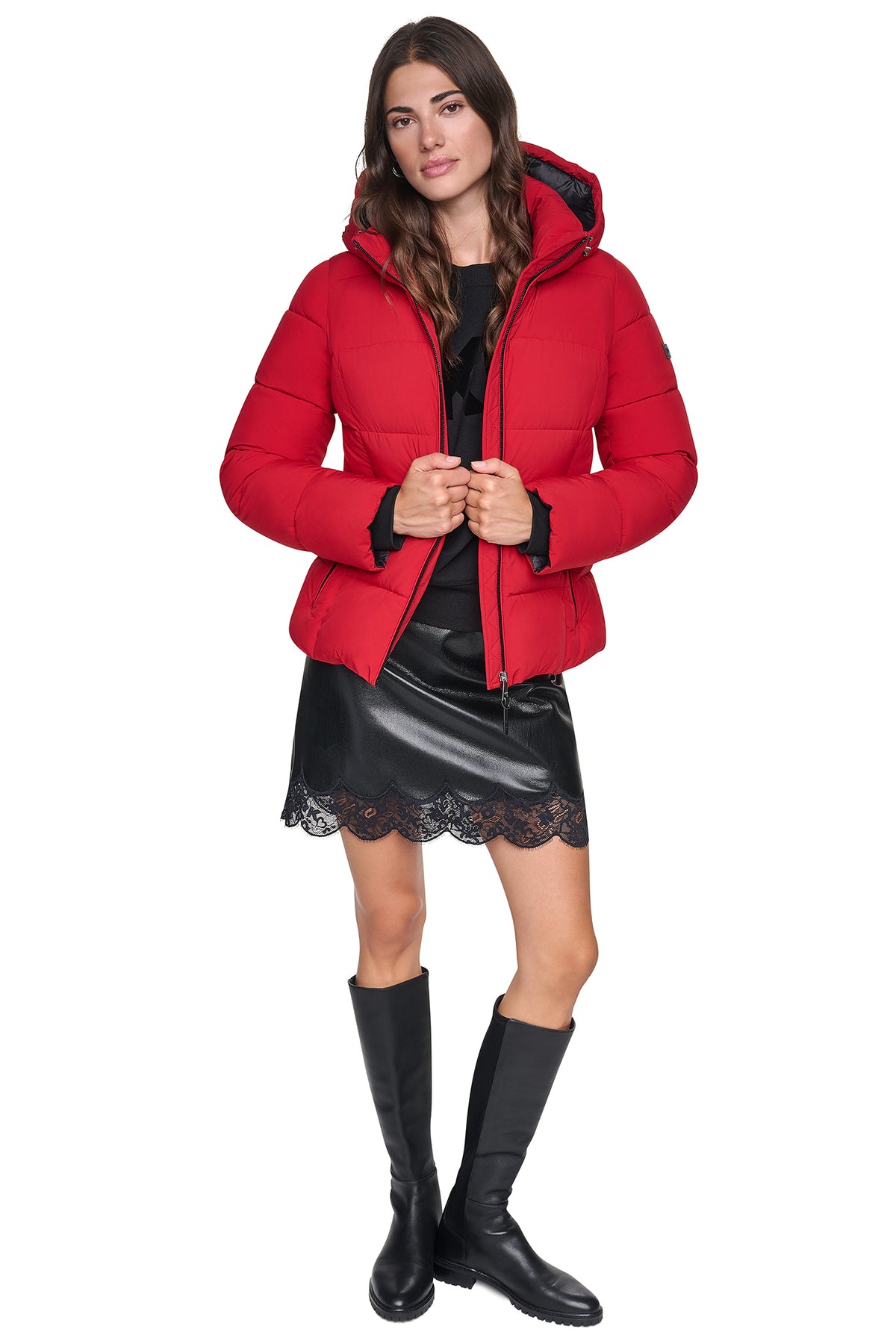 STRETCH HOODED PUFFER JACKET VIEW 2