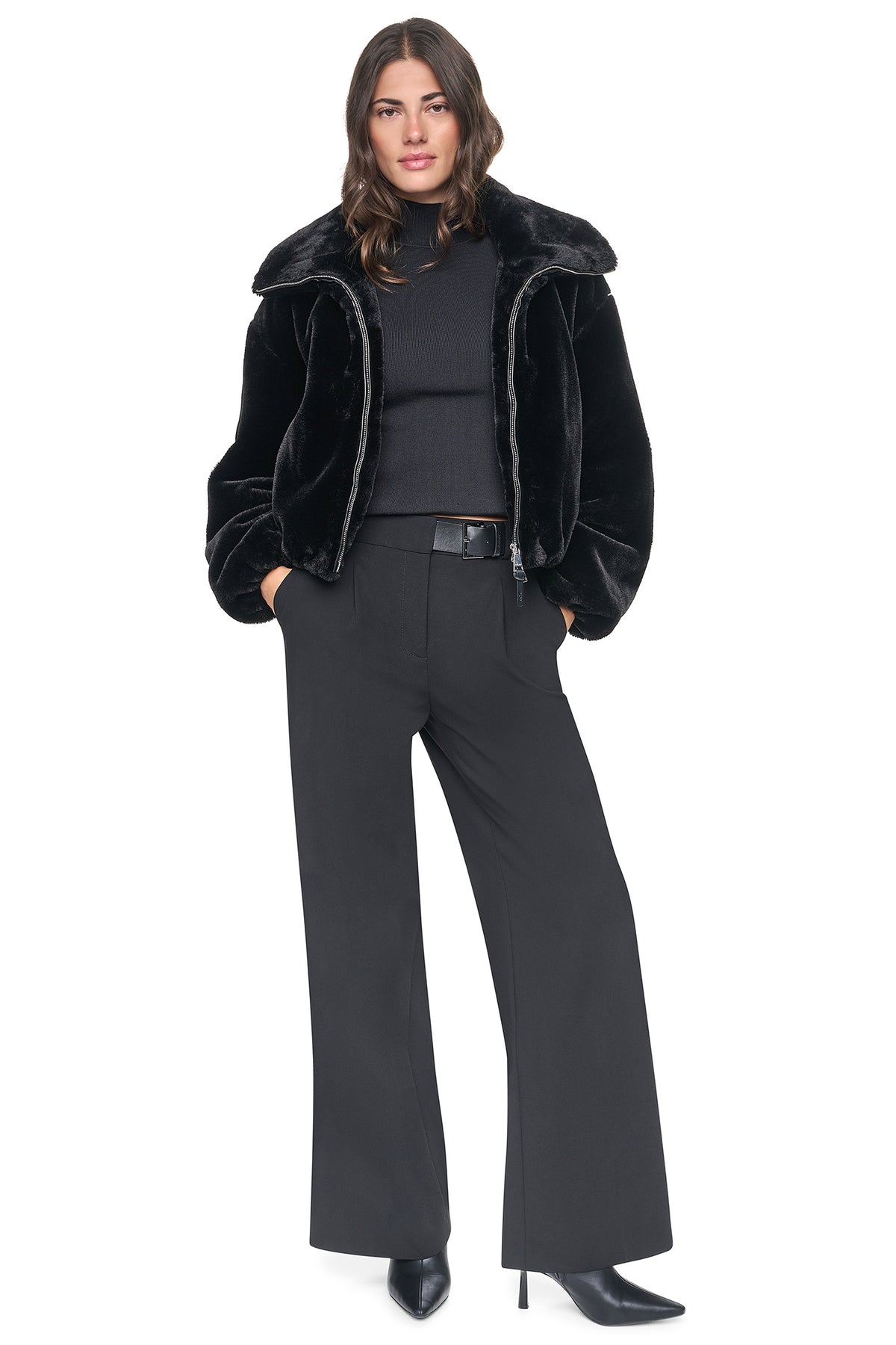 FAUX FUR BUBBLE HEM JACKET VIEW 2