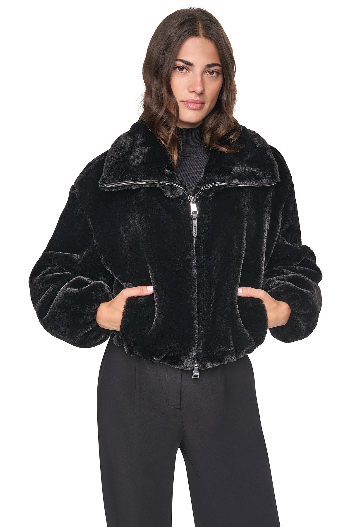 FAUX FUR BUBBLE HEM JACKET VIEW 2
