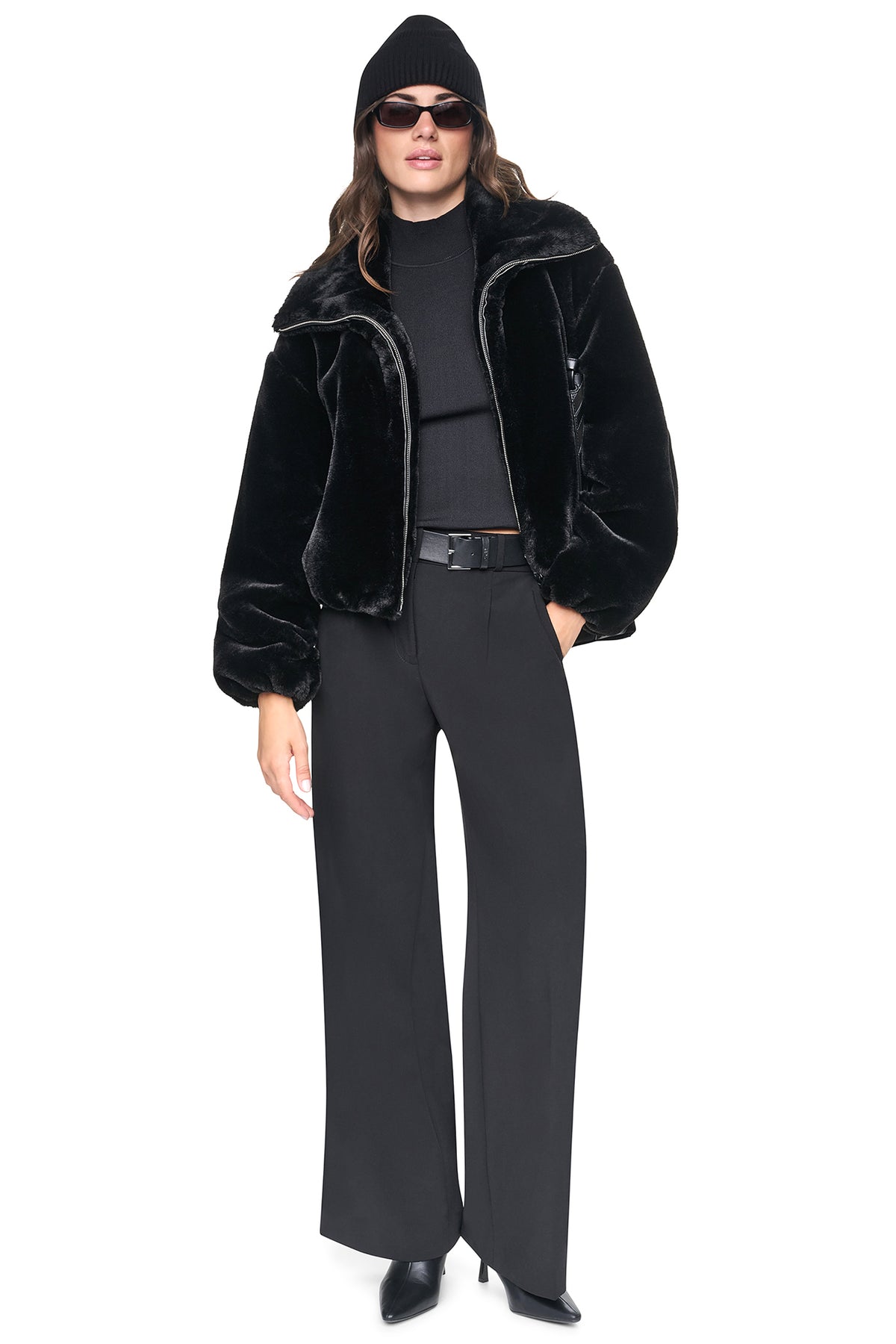FAUX FUR BUBBLE HEM JACKET VIEW 1