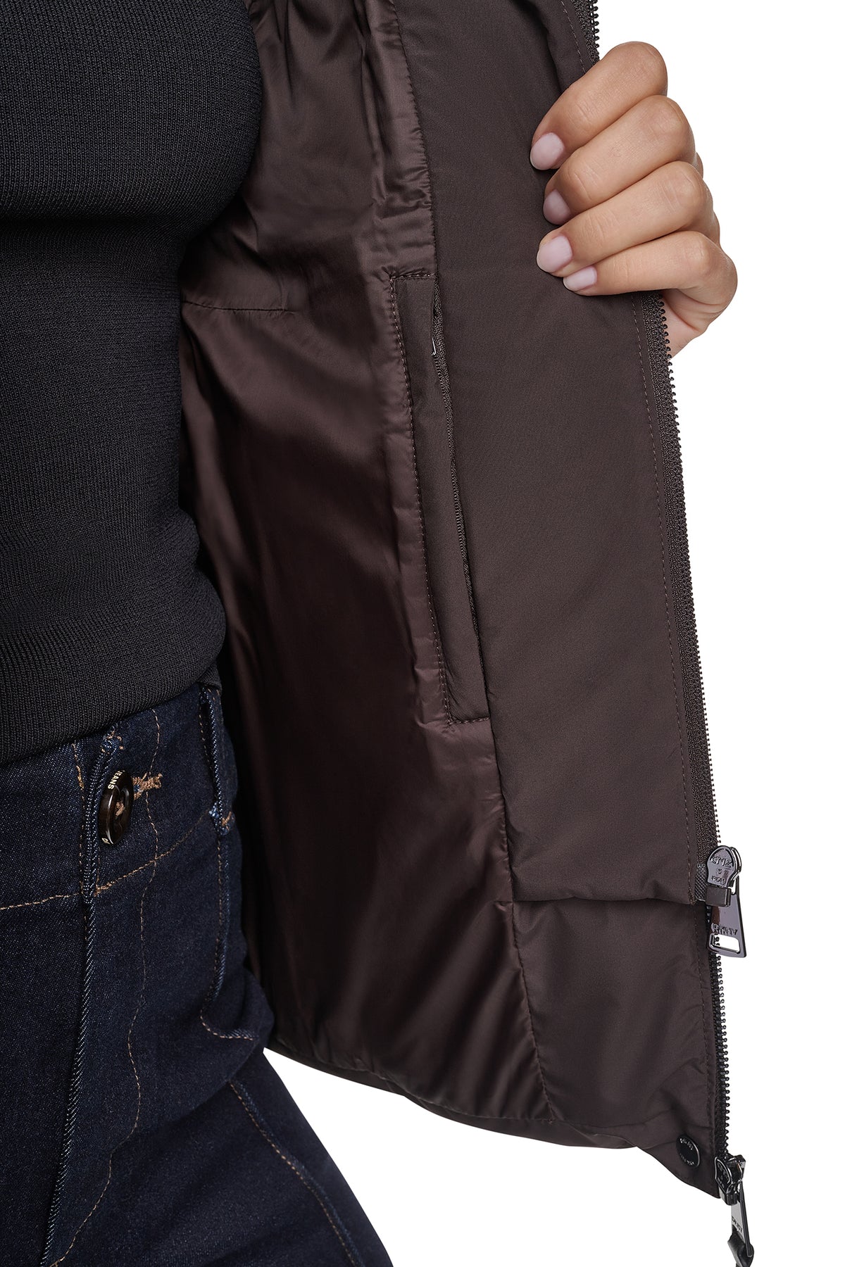 FAUX FUR TRIMMED HOODED PUFFER VIEW 2