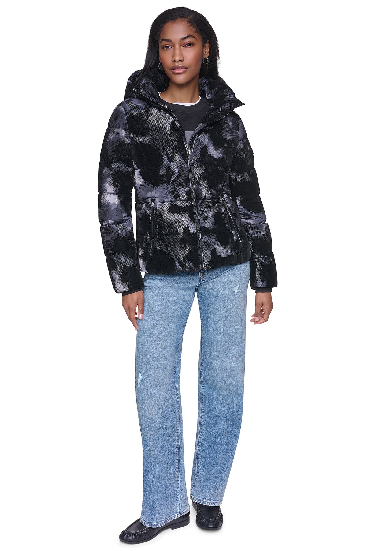 STRETCH HOODED PUFFER JACKET VIEW 2