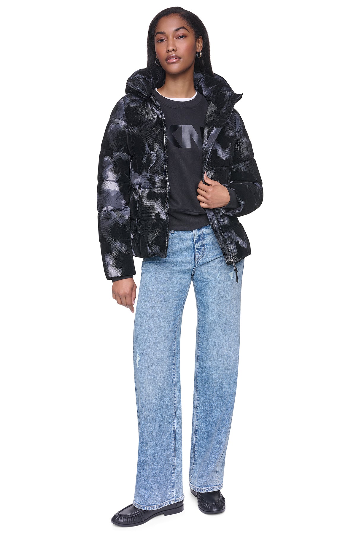 STRETCH HOODED PUFFER JACKET VIEW 2
