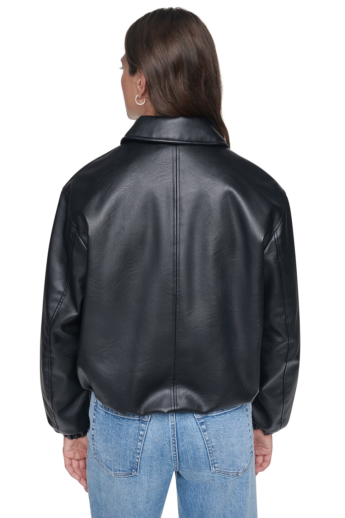VEGAN LEATHER BUBBLE HEM JACKET VIEW 2