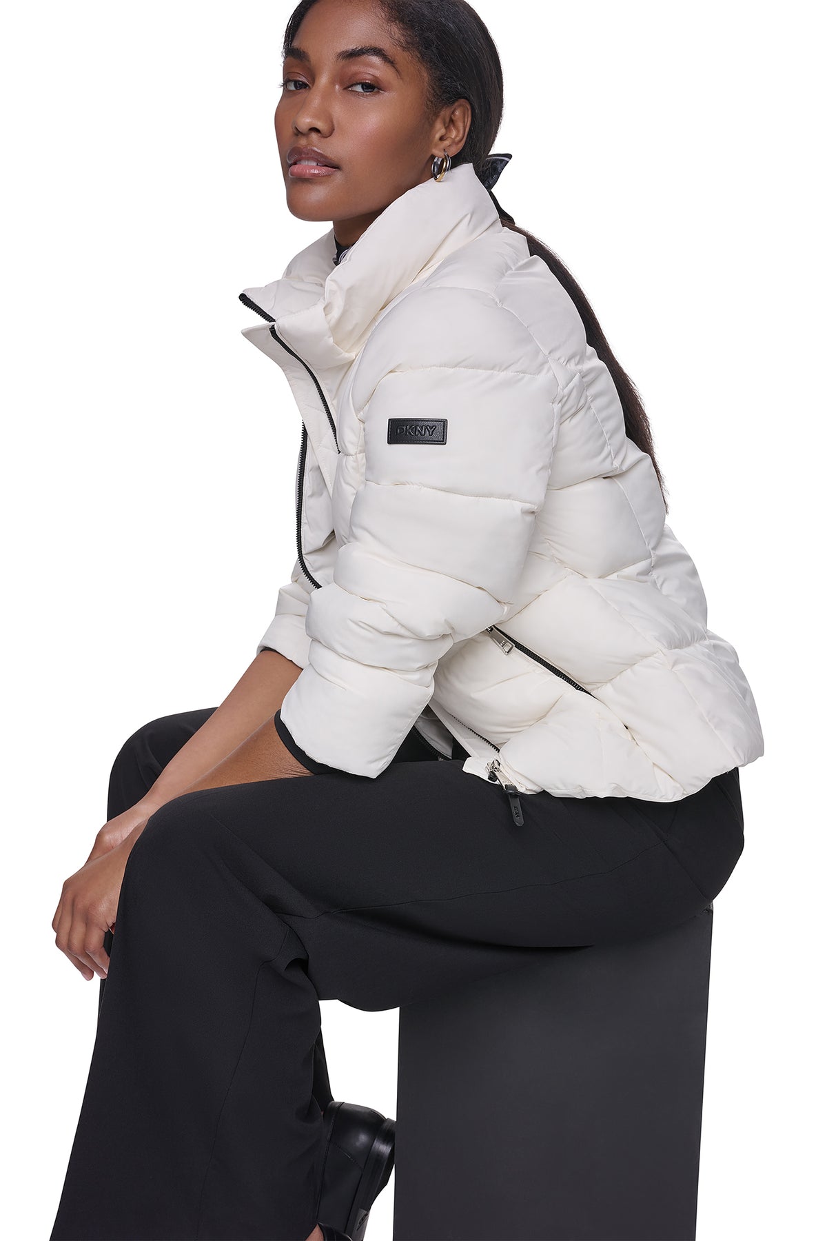 STRETCH HOODED PUFFER JACKET VIEW 2