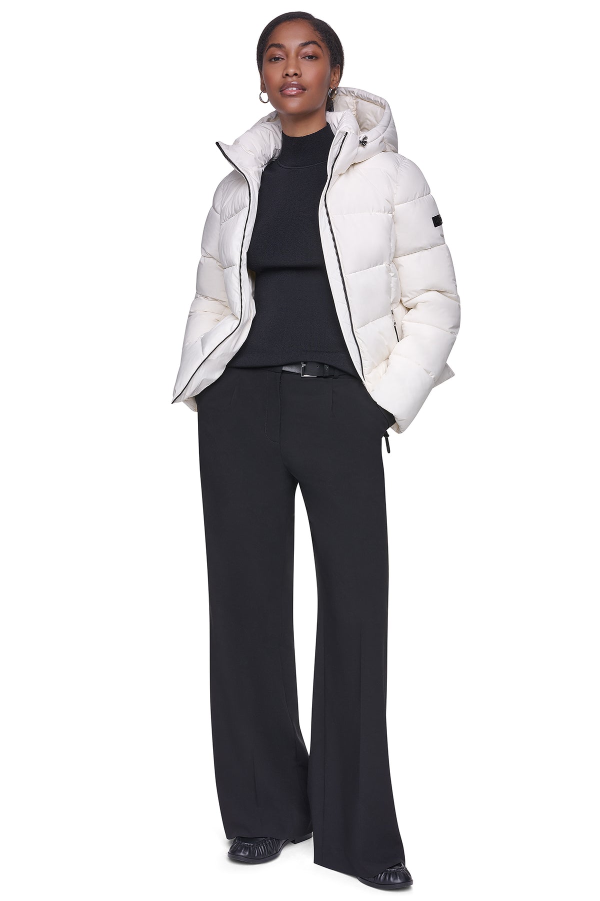 STRETCH HOODED PUFFER JACKET VIEW 2