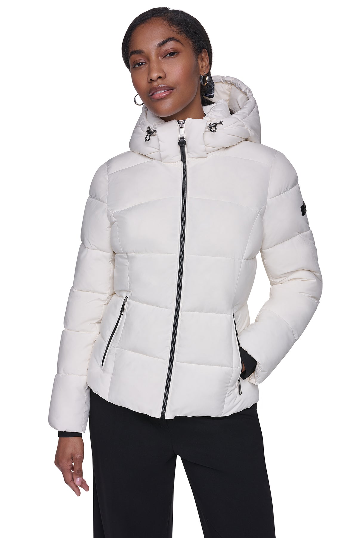 STRETCH HOODED PUFFER JACKET VIEW 2