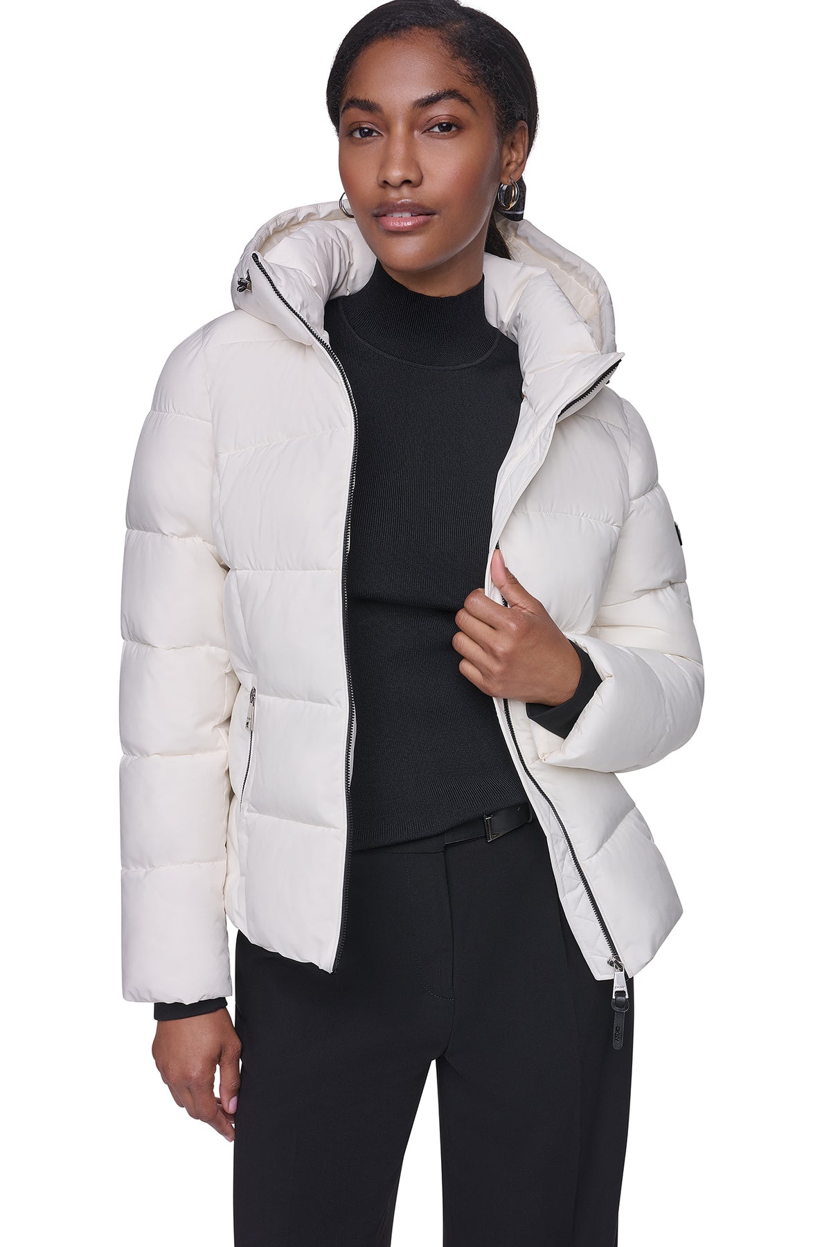 STRETCH HOODED PUFFER JACKET VIEW 2