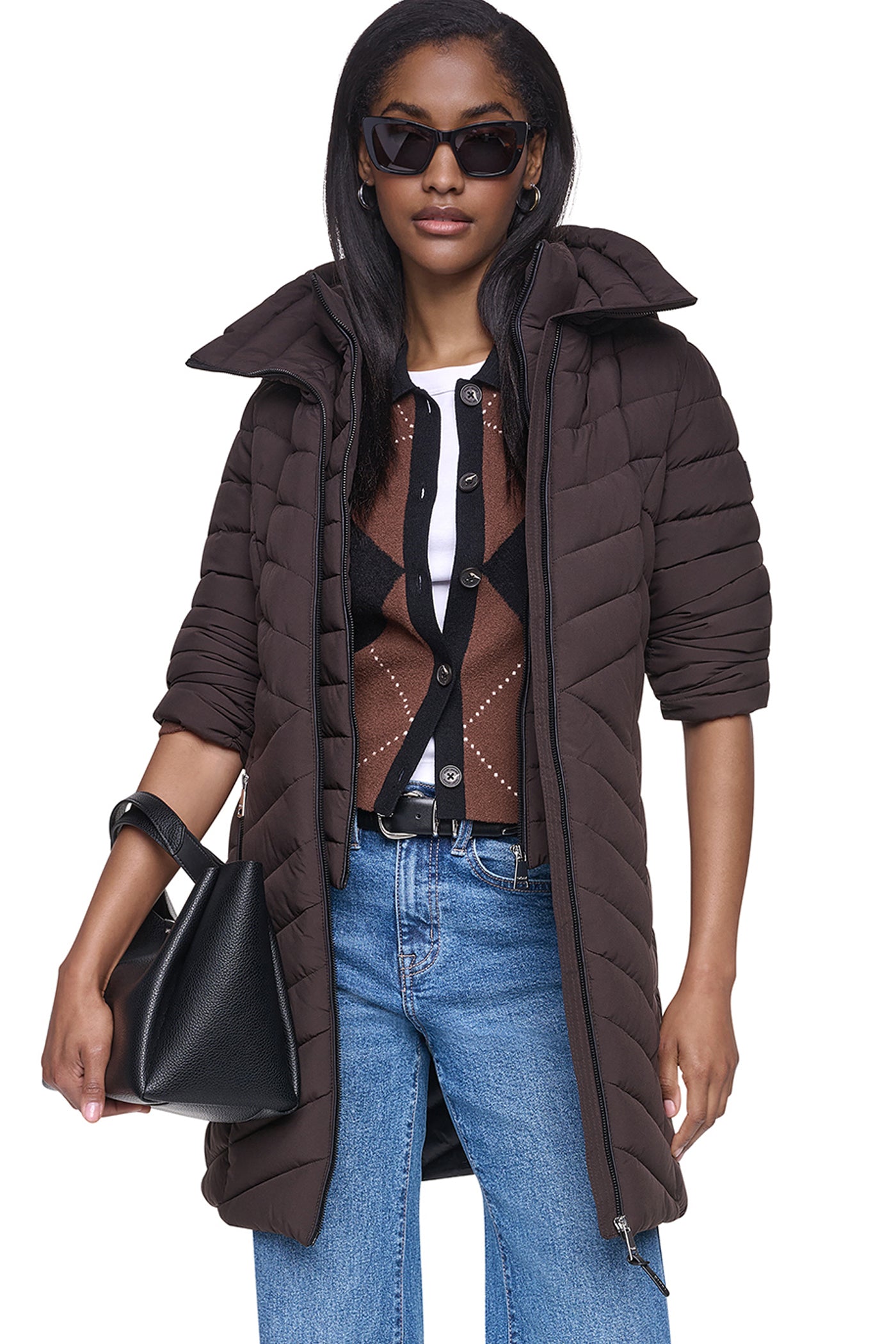 HOODED STAND COLLAR PUFFER VIEW 1