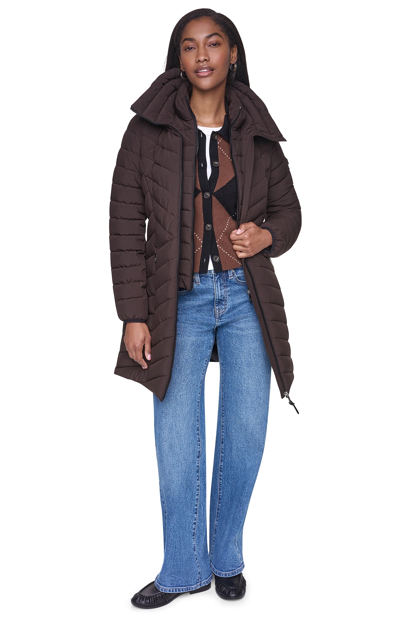 HOODED STAND COLLAR PUFFER VIEW 10