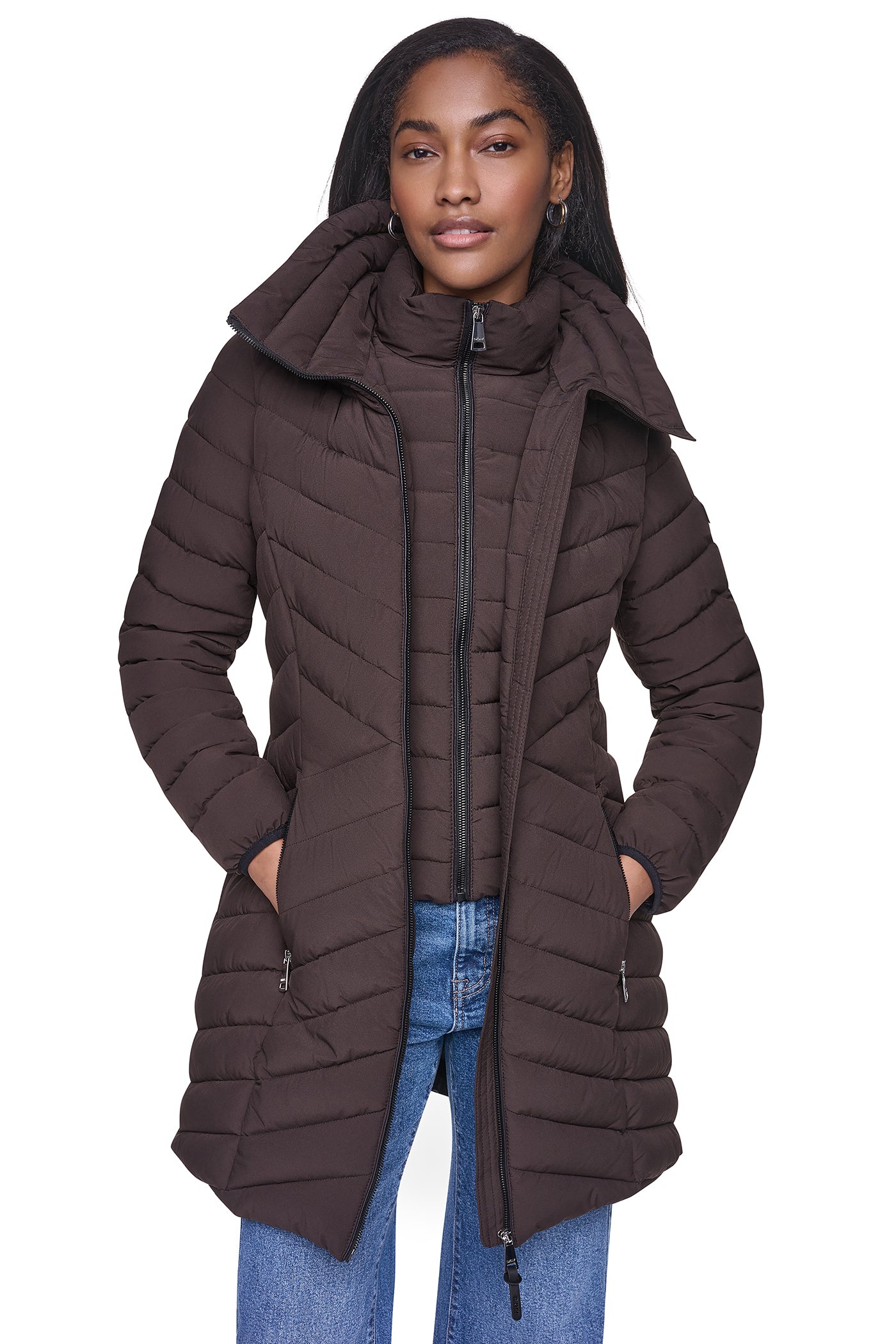 HOODED STAND COLLAR PUFFER VIEW 2