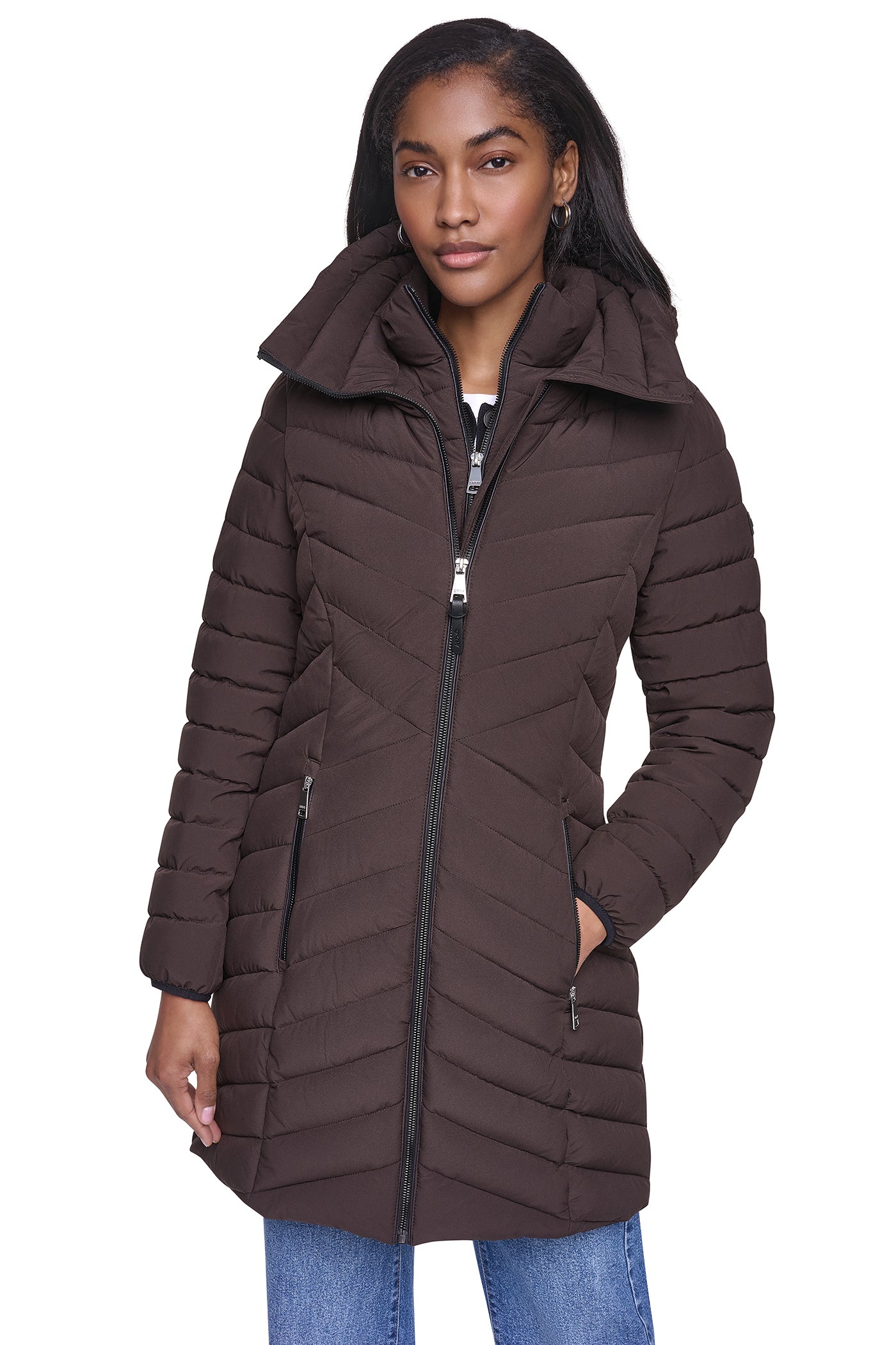HOODED STAND COLLAR PUFFER VIEW 6