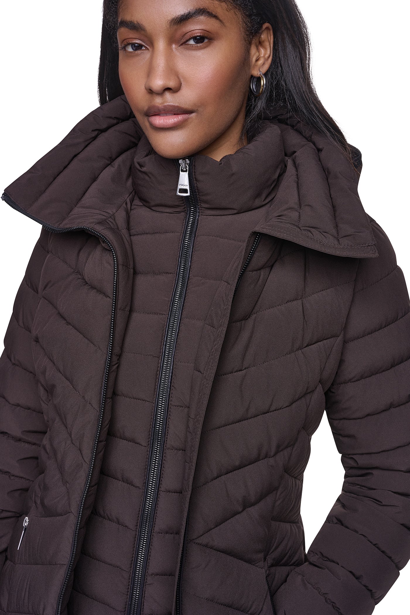 HOODED STAND COLLAR PUFFER VIEW 7