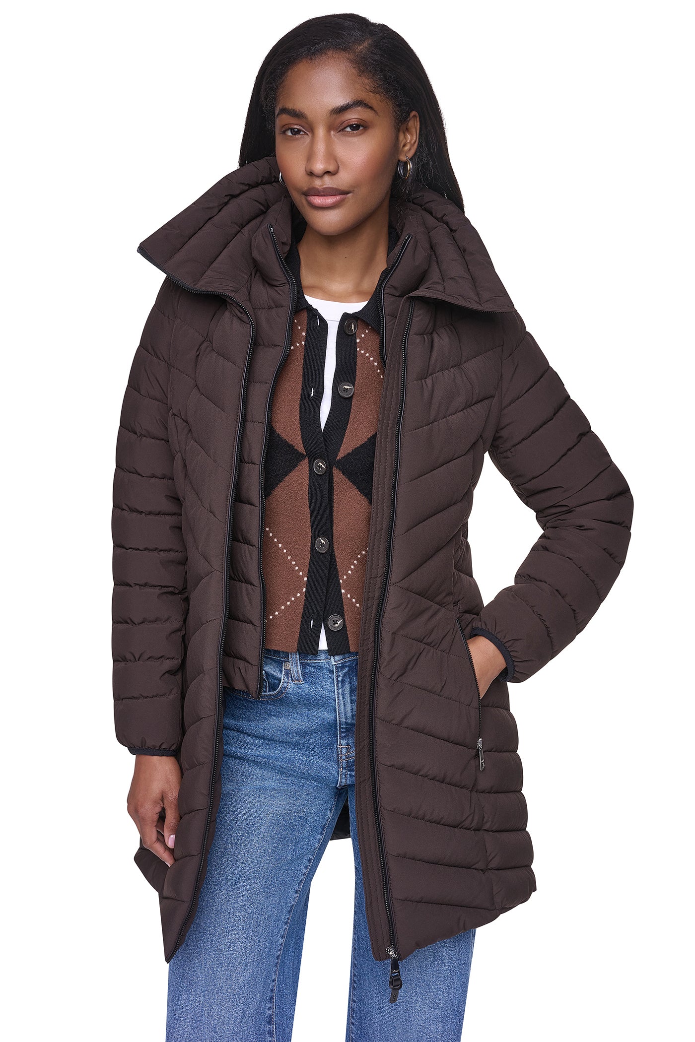 HOODED STAND COLLAR PUFFER VIEW 5