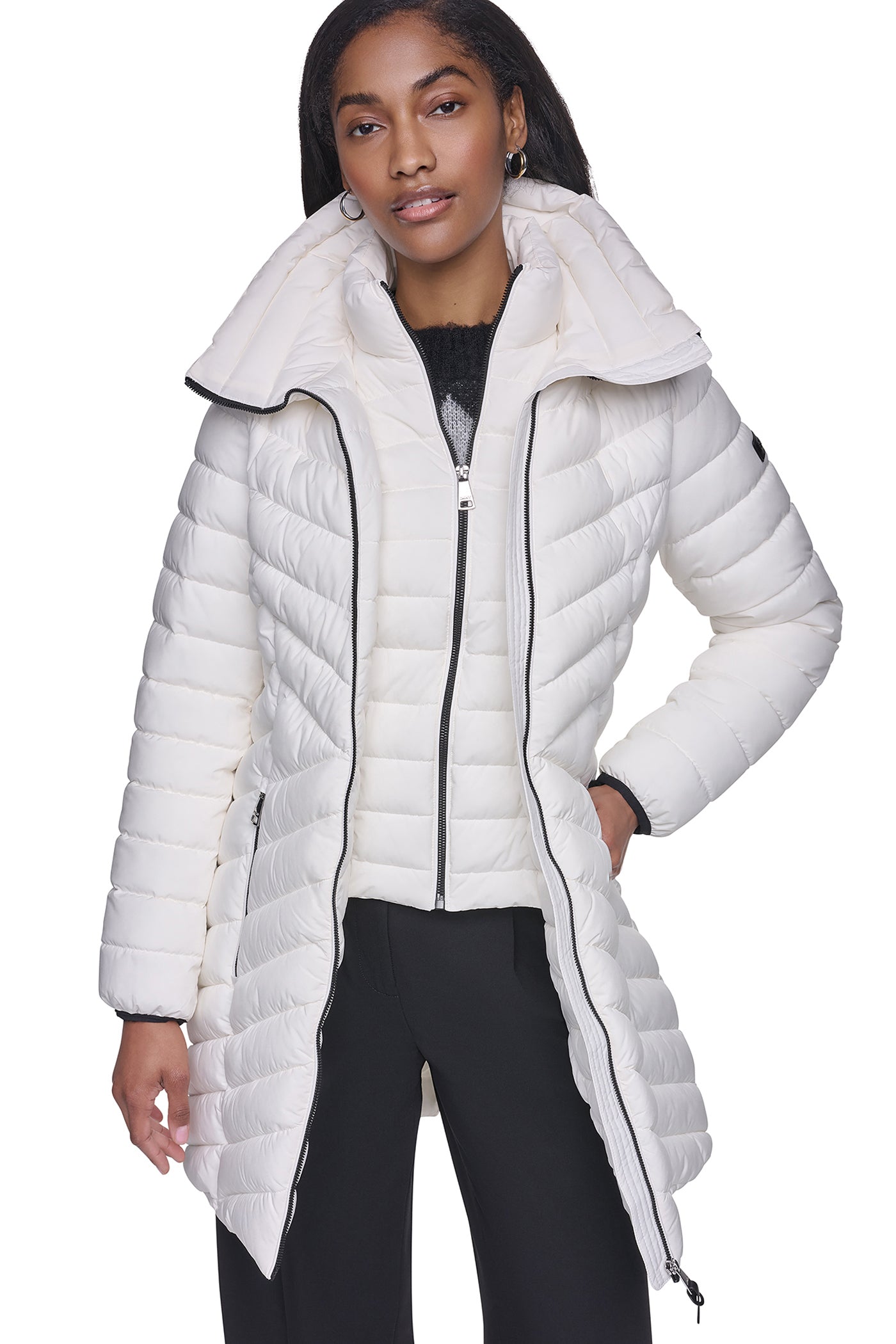 HOODED STAND COLLAR PUFFER VIEW 1