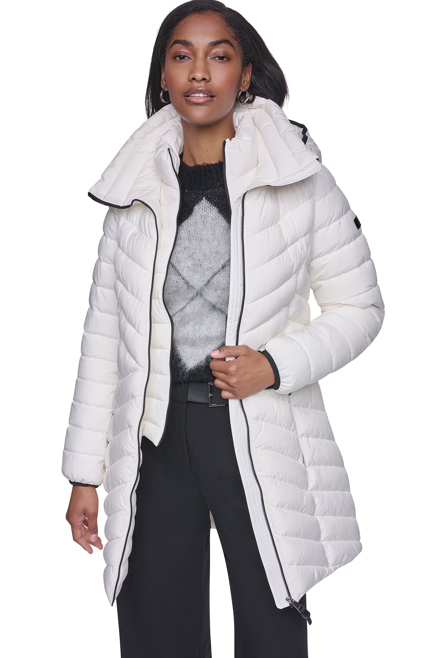 HOODED STAND COLLAR PUFFER VIEW 7