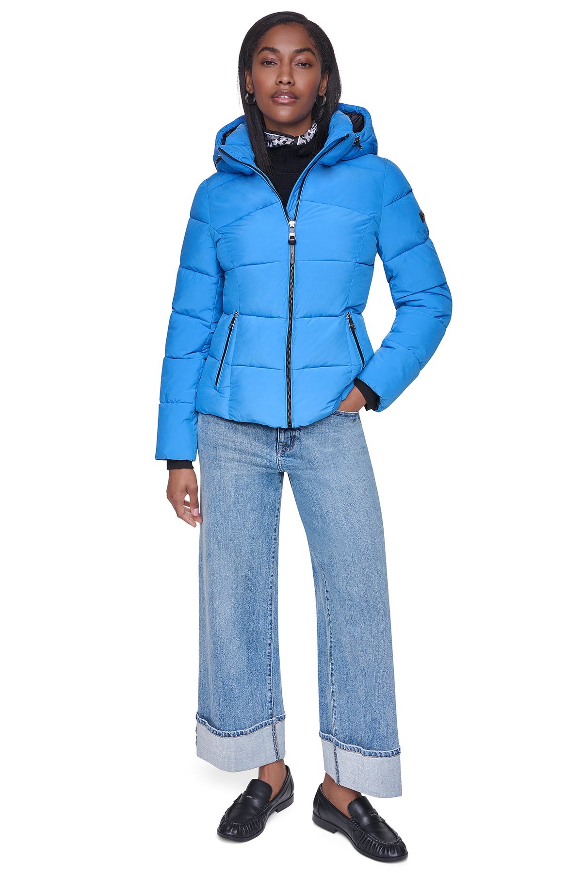 STRETCH HOODED PUFFER JACKET VIEW 2