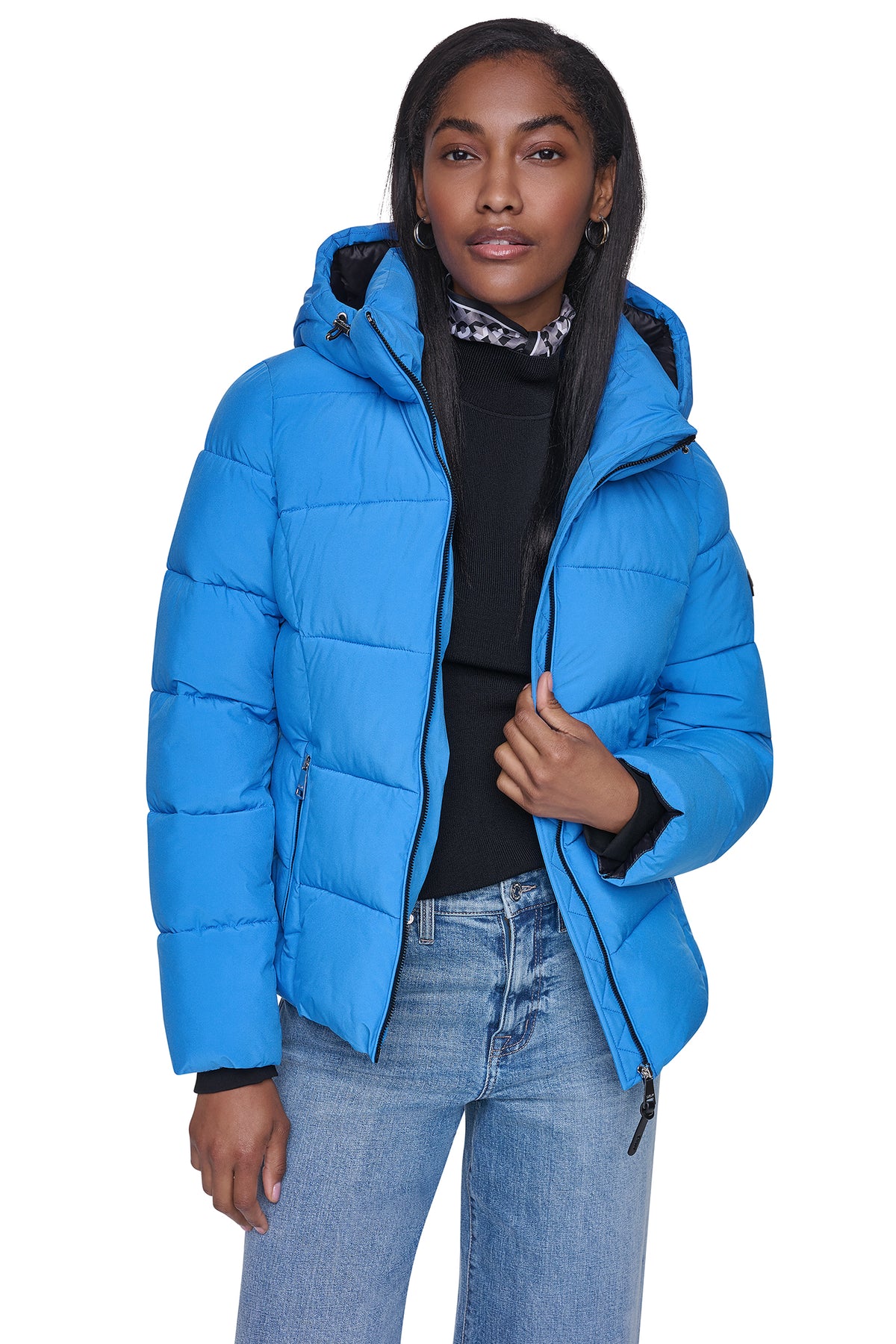 STRETCH HOODED PUFFER JACKET VIEW 2