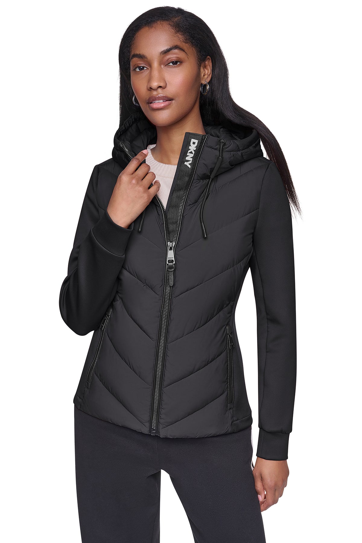 MIXED MEDIA PACKABLE JACKET VIEW 1