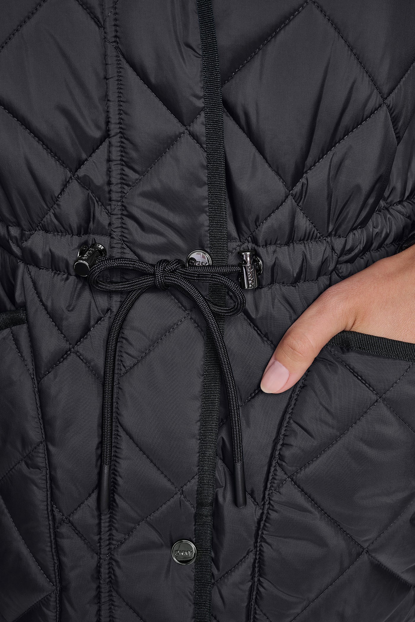 Corduroy Collar Hooded Quilted Coat | Quilts | DKNY
