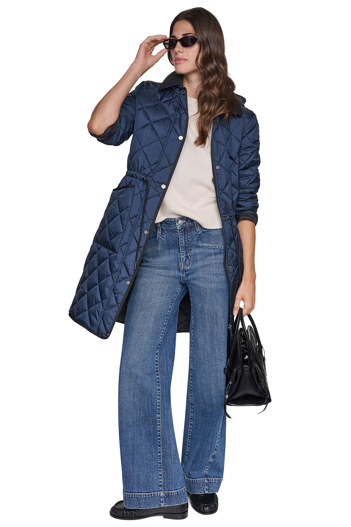 CORDUROY COLLAR HOODED QUILTED COAT VIEW 9