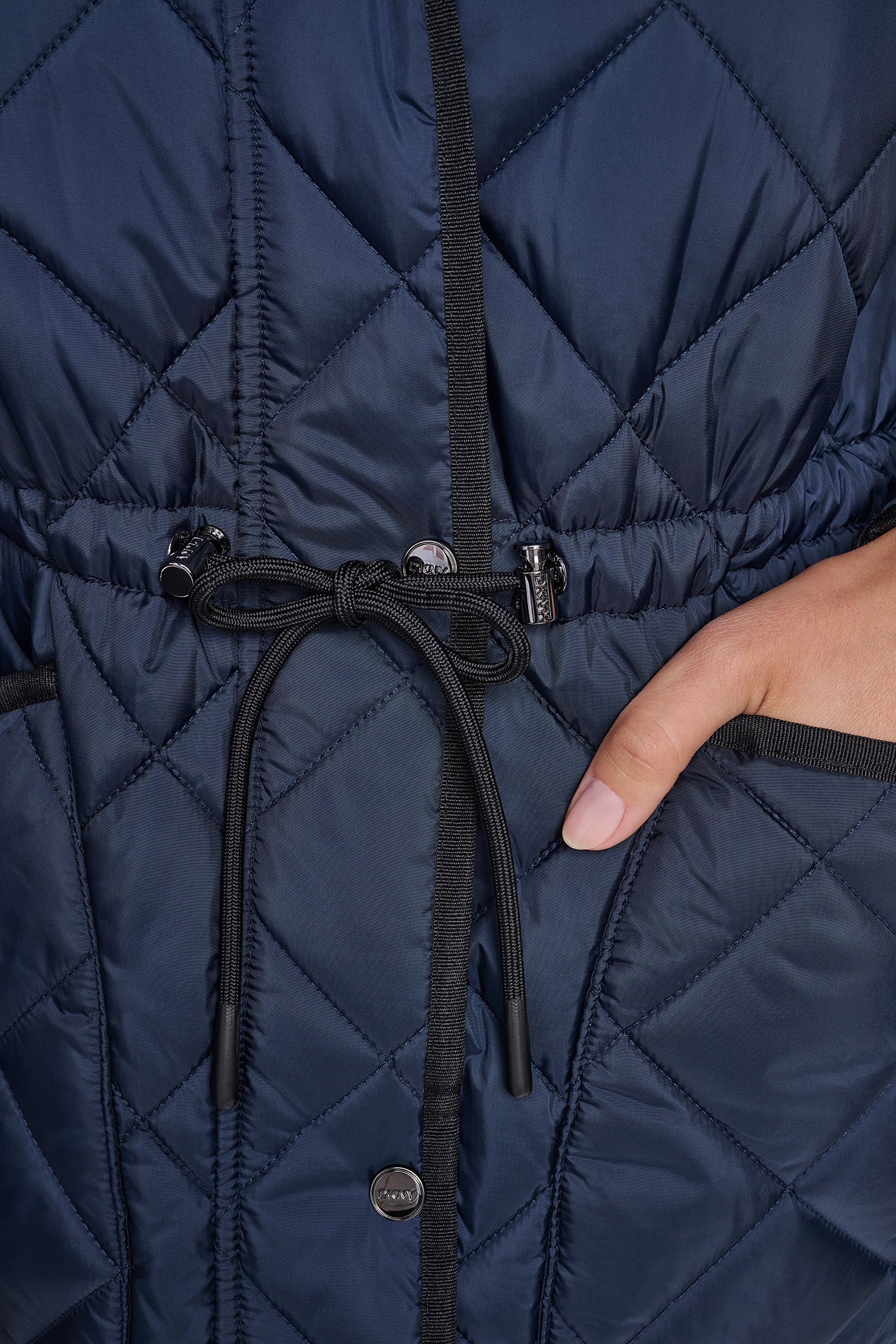 CORDUROY COLLAR HOODED QUILTED COAT VIEW 8
