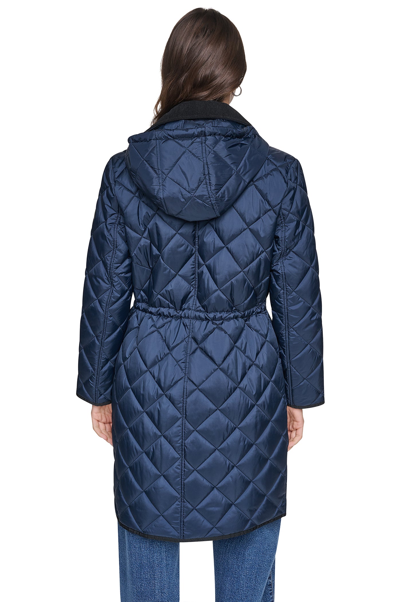 CORDUROY COLLAR HOODED QUILTED COAT VIEW 2