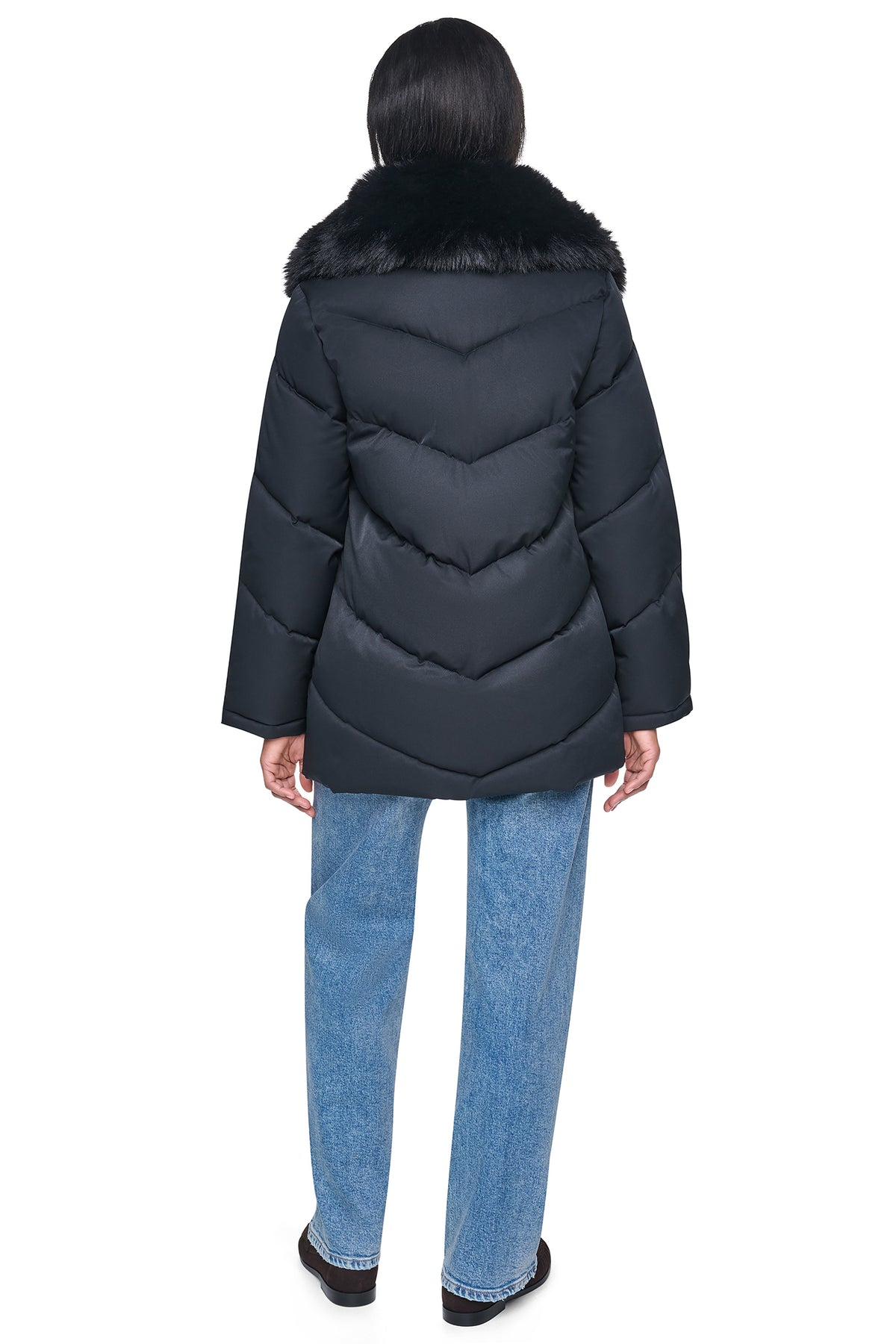 PUFFER WITH FAUX FUR COLLAR VIEW 2