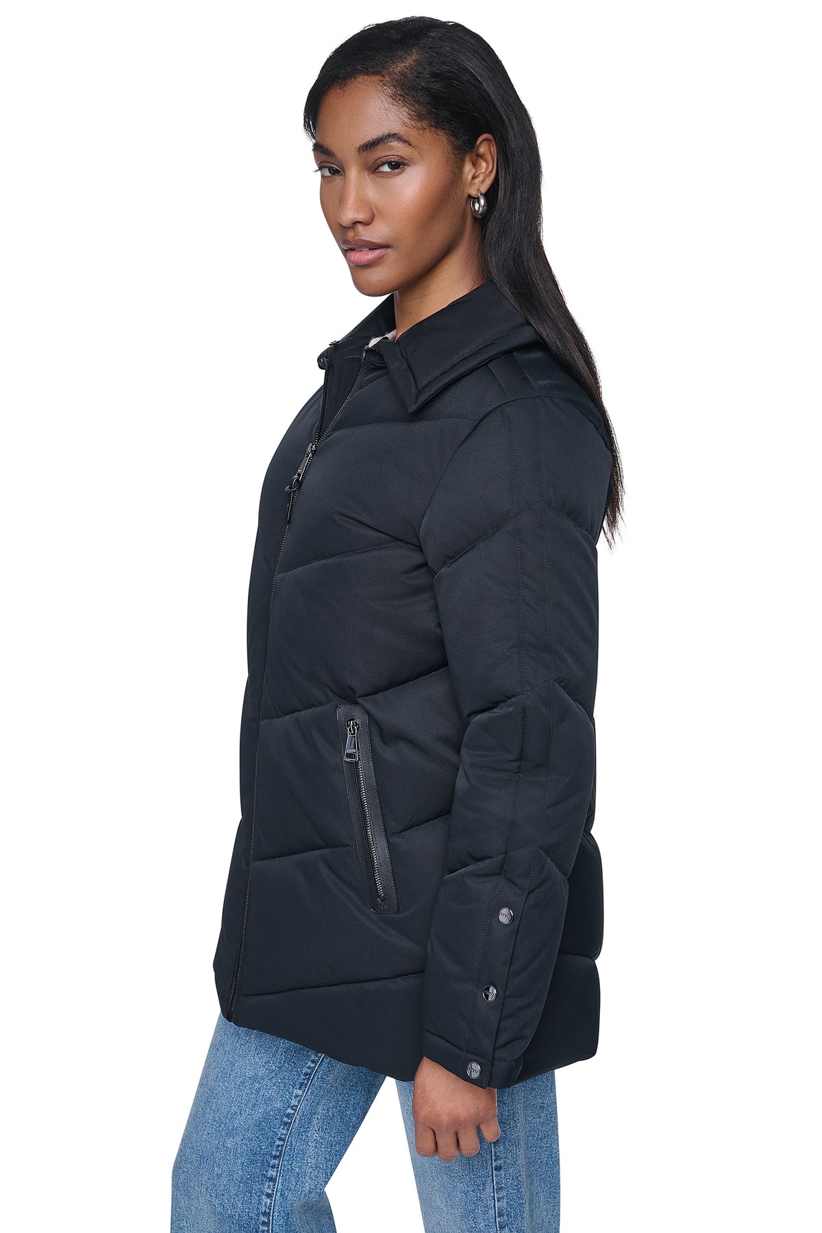PUFFER WITH FAUX FUR COLLAR VIEW 2