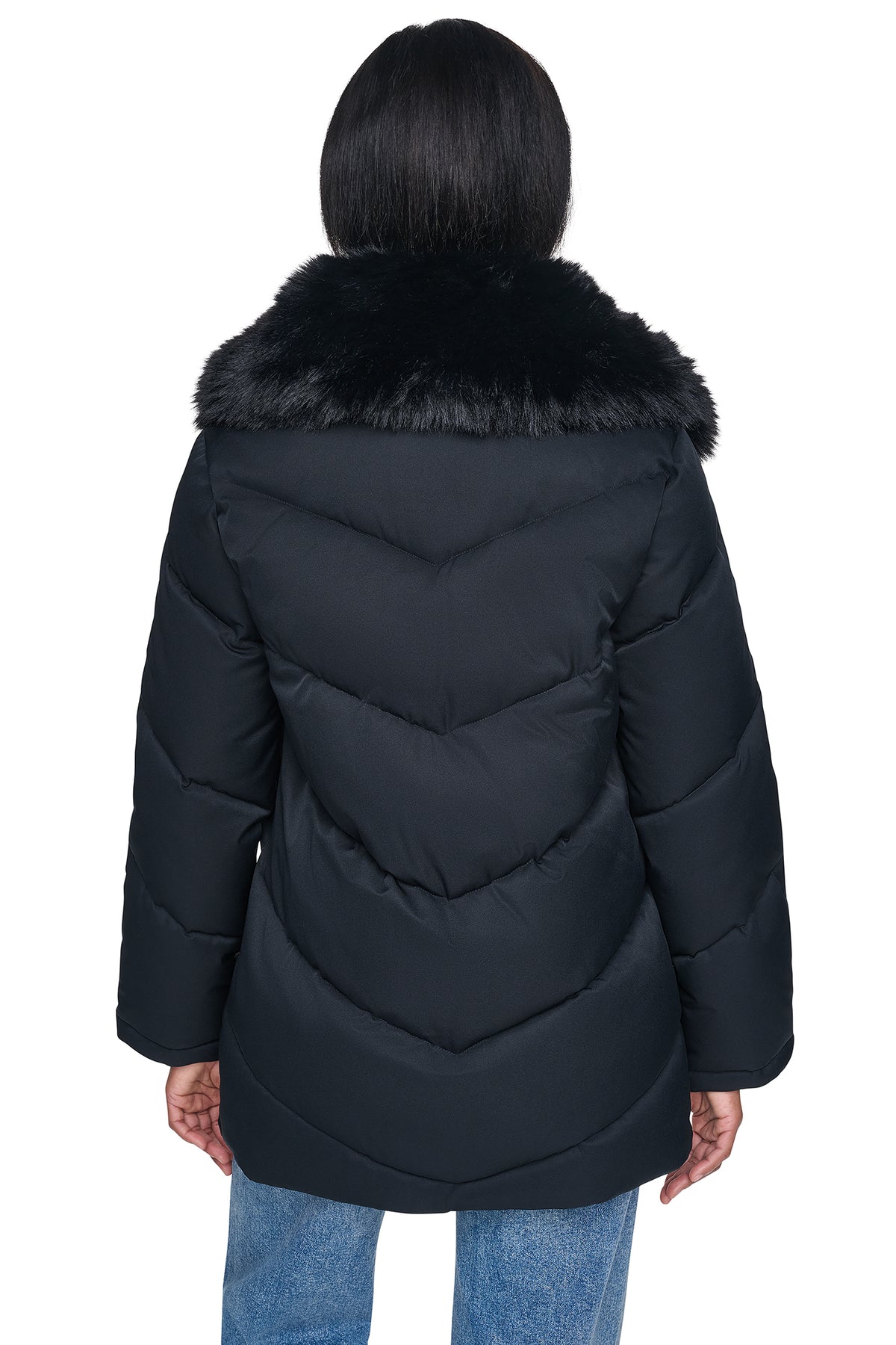 PUFFER WITH FAUX FUR COLLAR VIEW 2