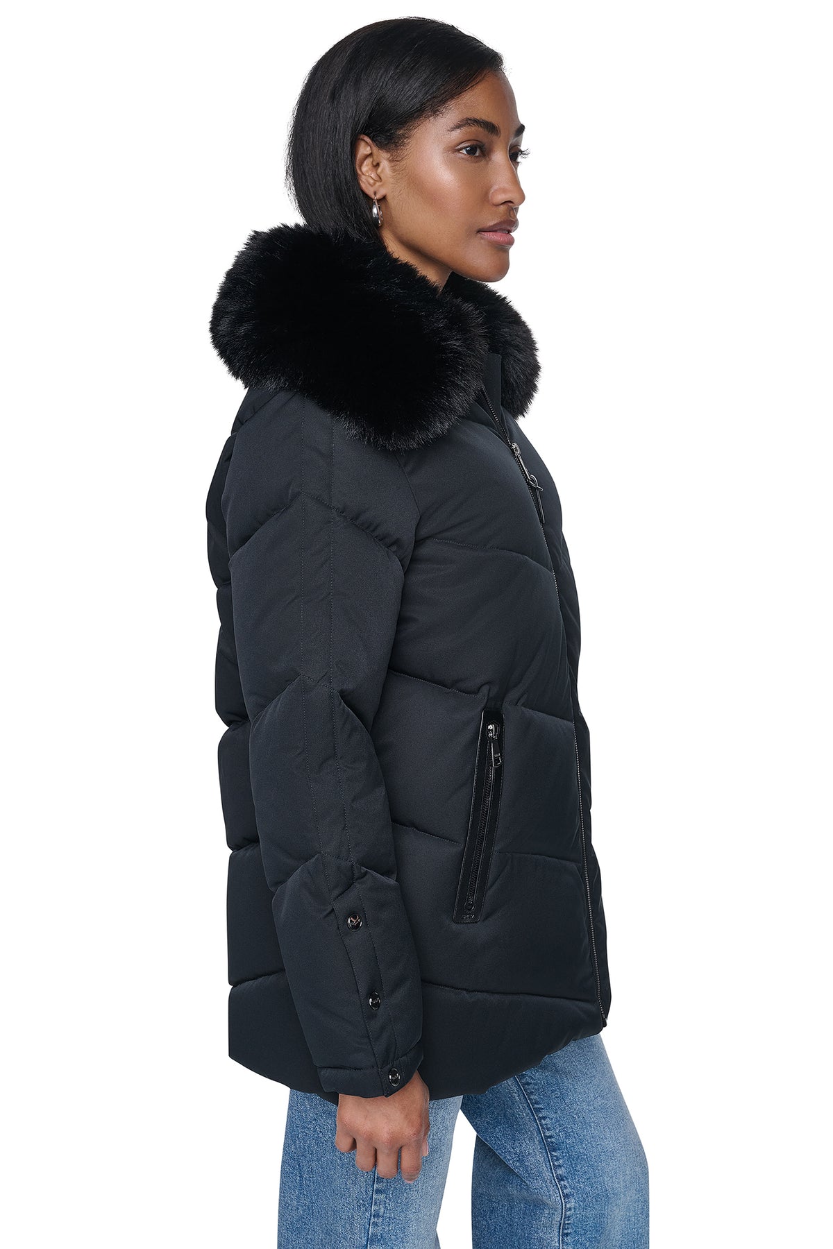 PUFFER WITH FAUX FUR COLLAR VIEW 2