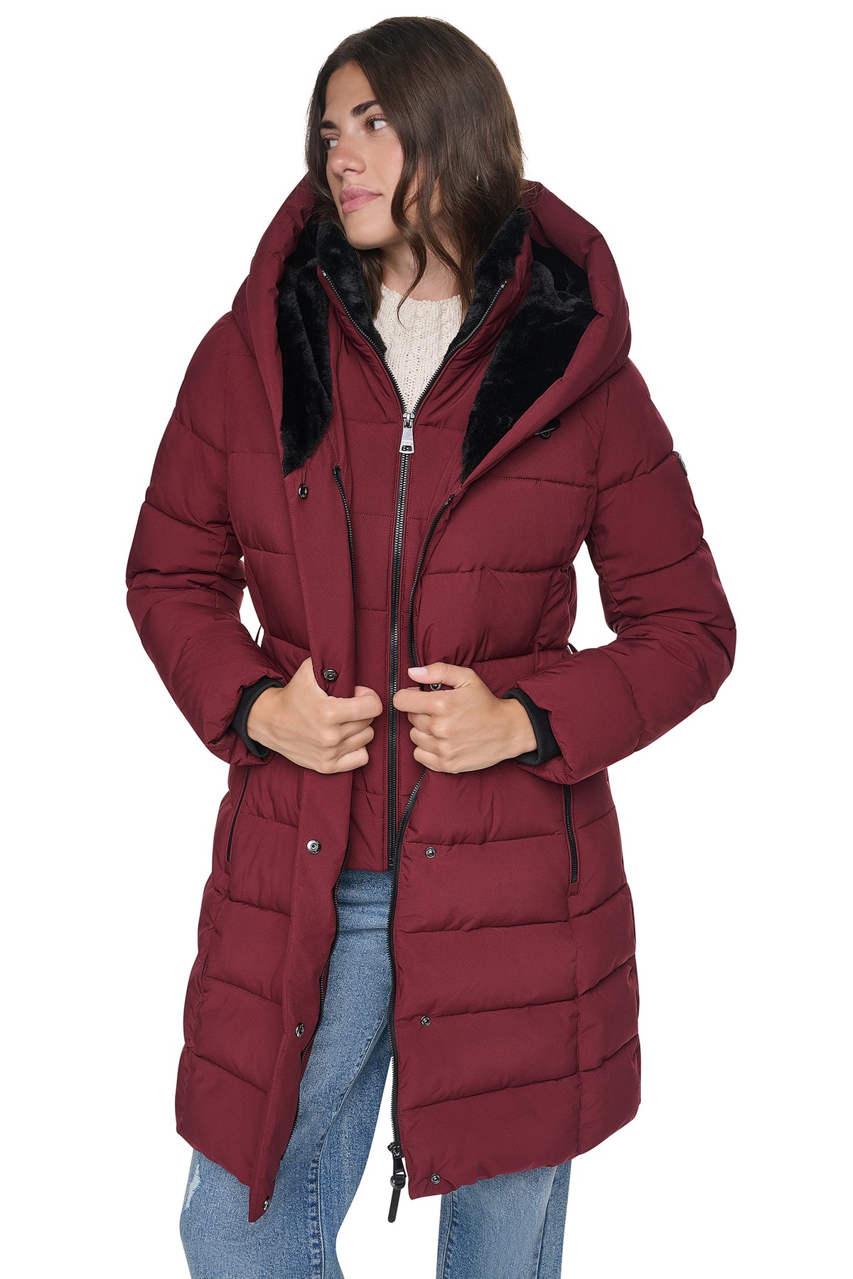 LONG BELTED LAYERED PUFFER VIEW 1